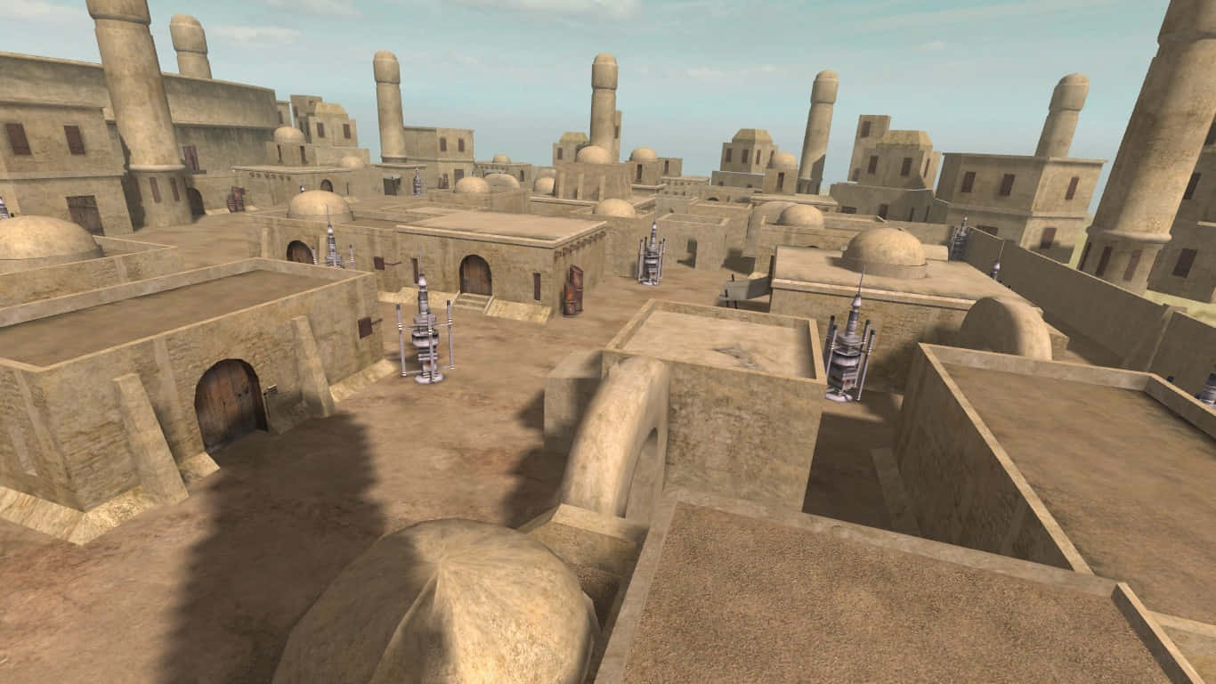 1366x768 Download View of Mos Eisley, Tatooine Wallpaper