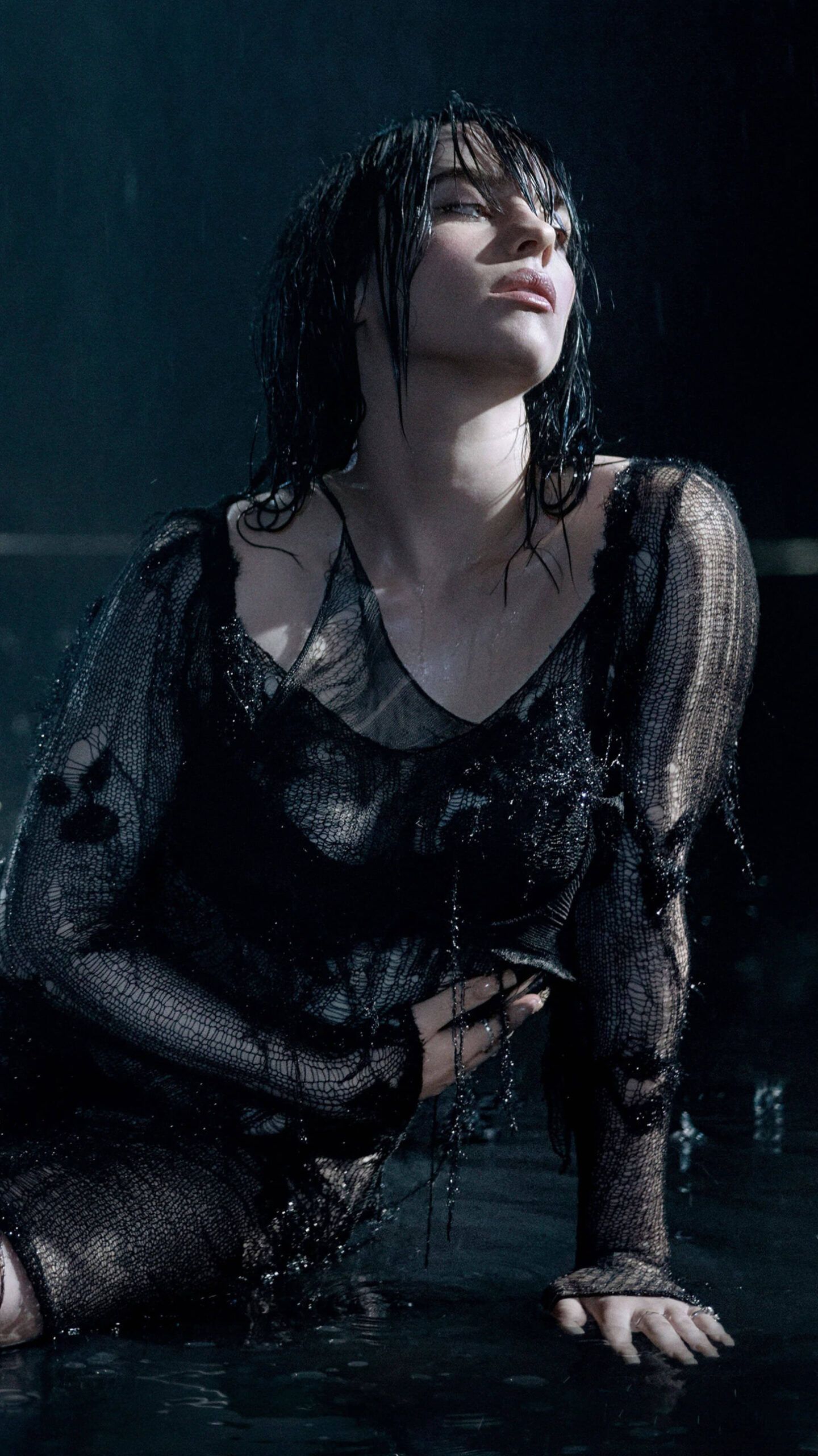 1440x2560 Billie Eilish For Happier Than Ever Photohoot Rain 4K Ultra HD Mobile Wallpaper