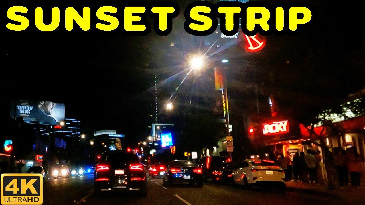1280x720 Sunset Strip at Night Driving Tour [4K]
