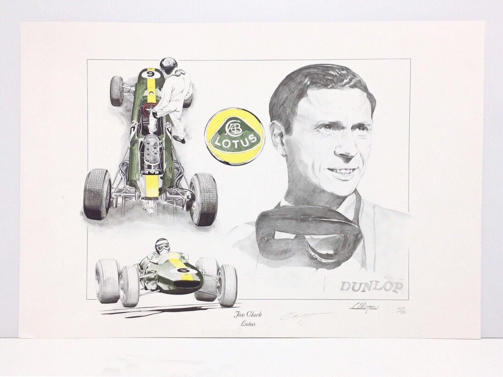 1600x1200 JIM CLARK LOTUS 33 Tribute Art Print CHRIS DUGAN FORMULA 1 F1 Grand Prix Racing