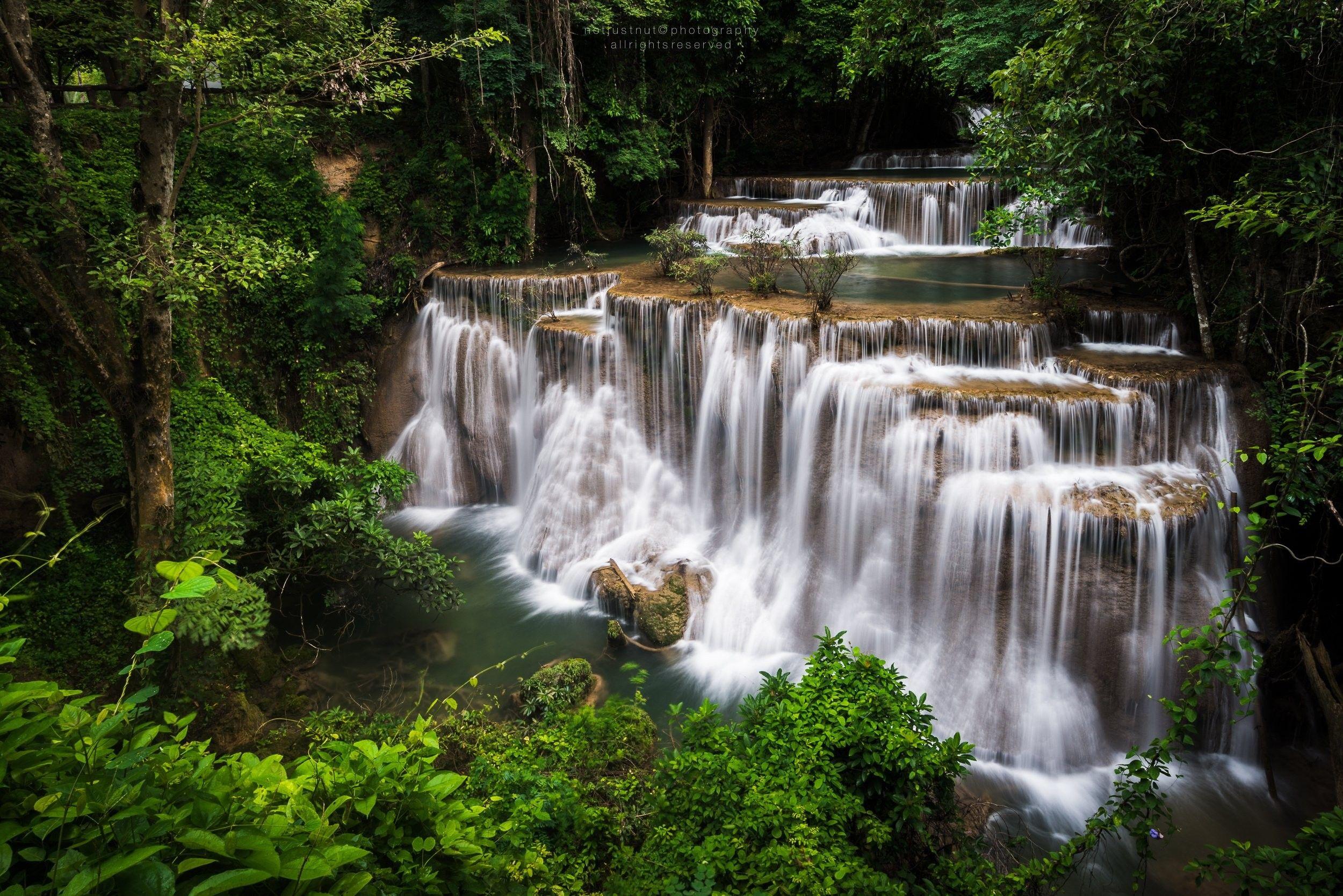 2500x1668 Waterfalls: Forest Waterfall Jungle Thailand River Kanjanaburi