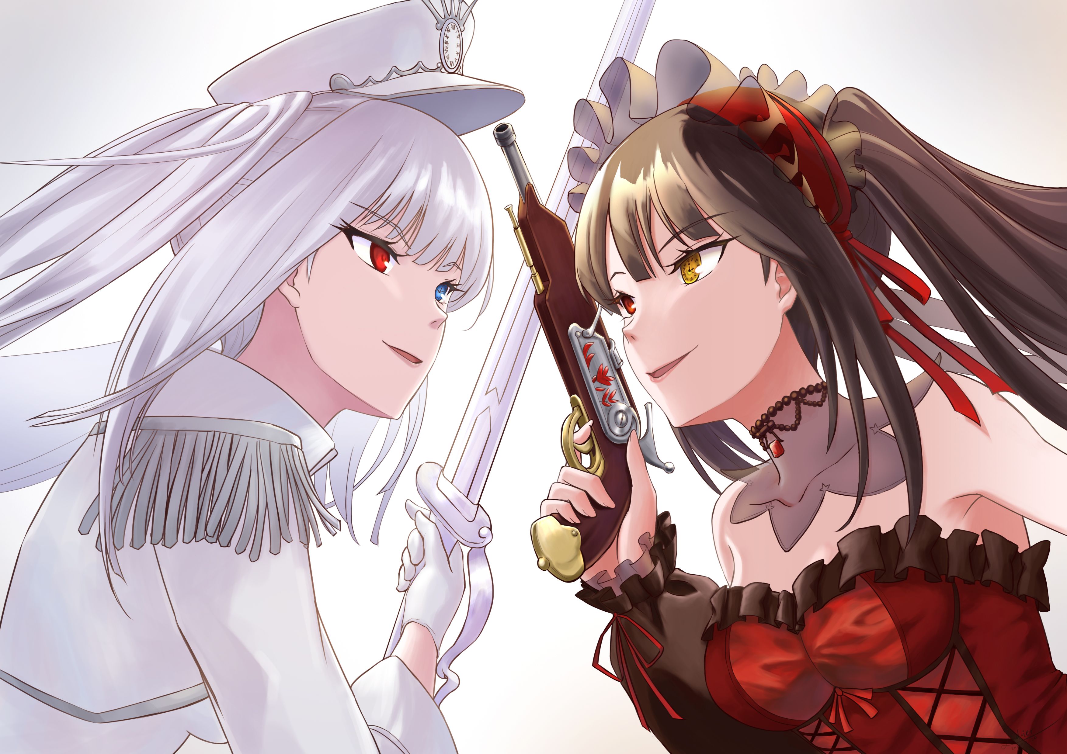 3508x2480 Heterochromia Kurumi Tokisaki White Queen Date A Live Wallpaper:3508x2480