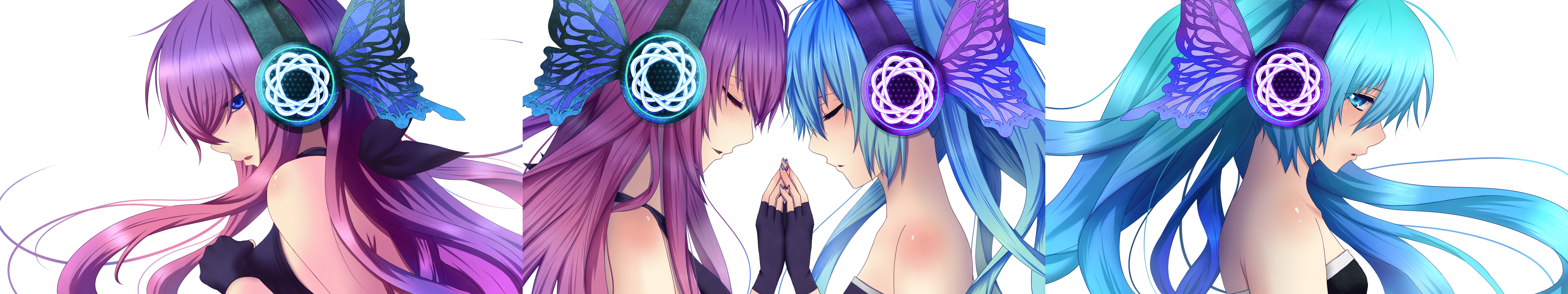 5760x1080 Megurine Luka, anime, Hatsune Miku, triple screen, Vocaloid Gallery HD Wallpaper