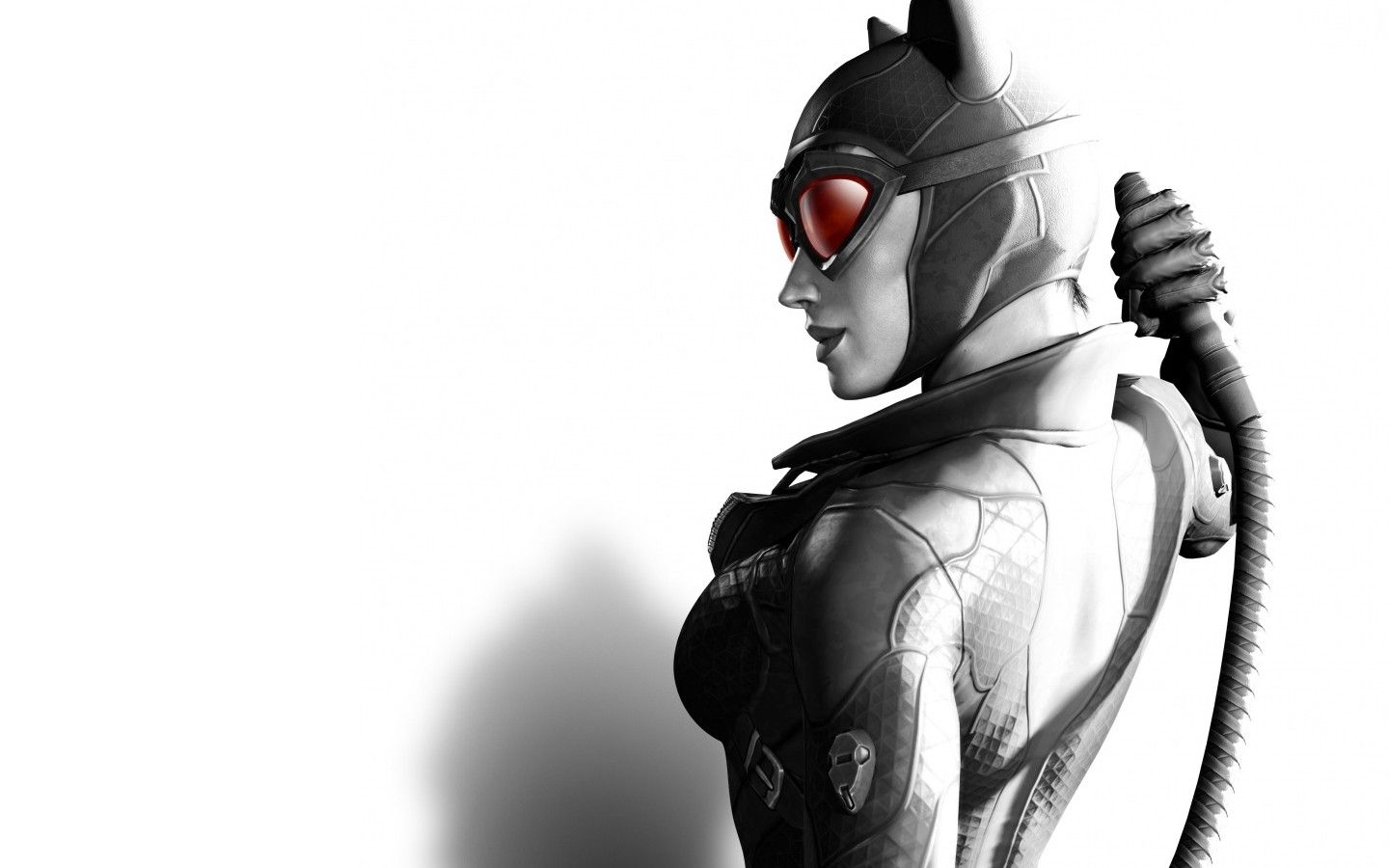 1440x900 Selina Kyle, video games, Batman: Arkham City, Rocksteady Studios, Catwoman, whips, goggles, mask, selective coloring, video game girls, video game artx900 Wallpaper