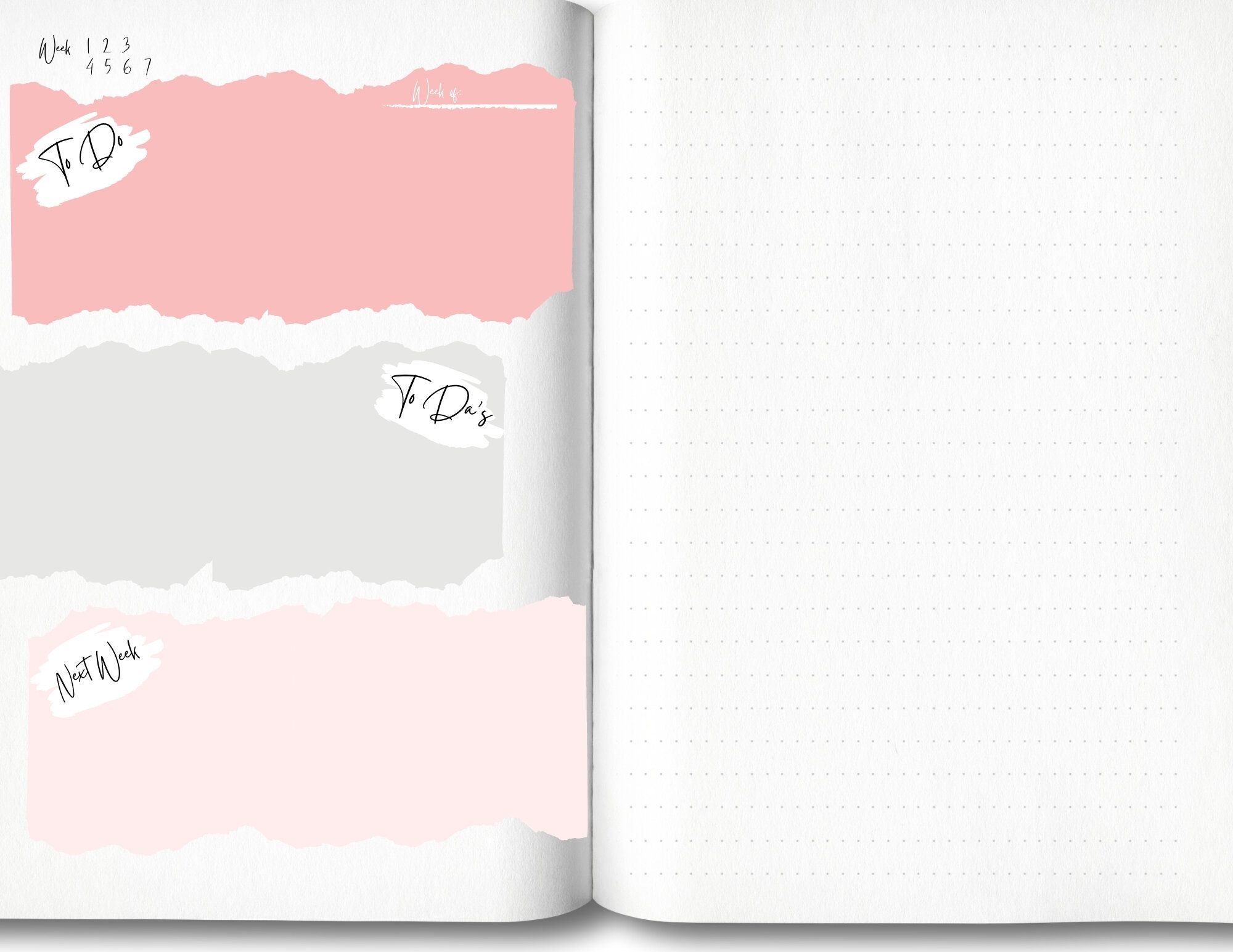 2000x1545 The Next 45 Days Digital Bullet Journal (Blush, 2 page spread)