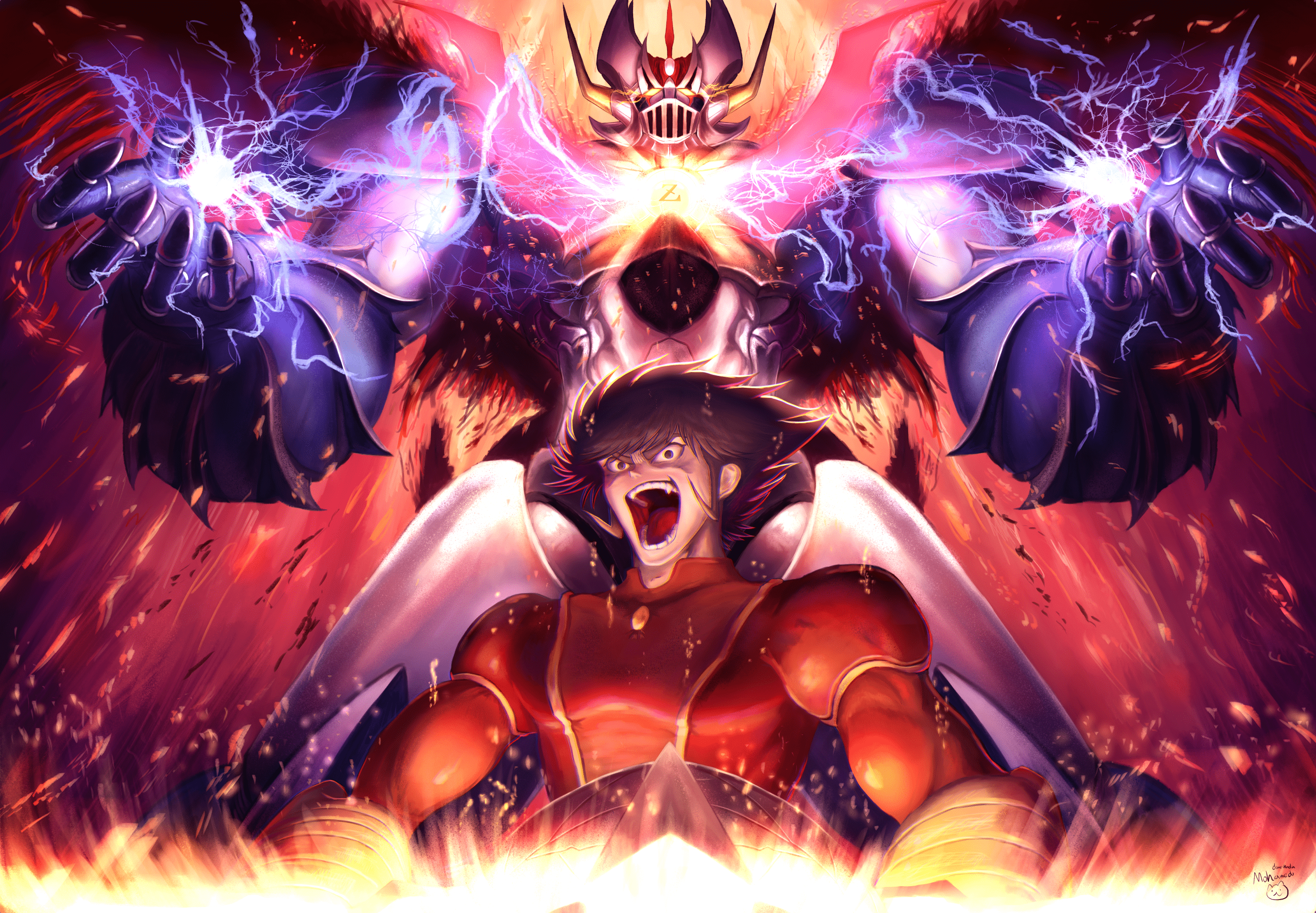 2748x1907 kabuto kouji and mazinkaiser (super robot wars and 2 more) drawn