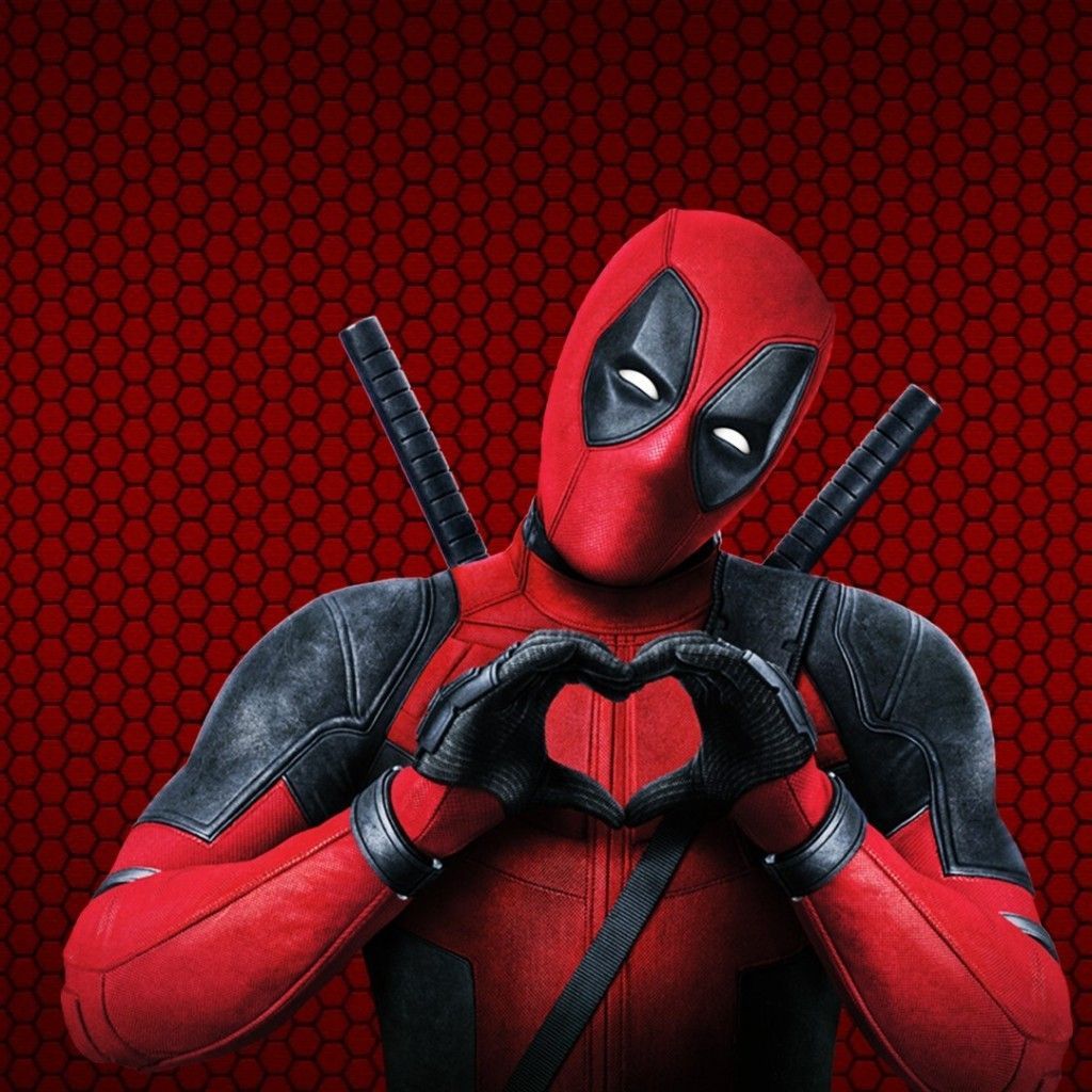 1024x1024 Deadpool Heart Wallpaper
