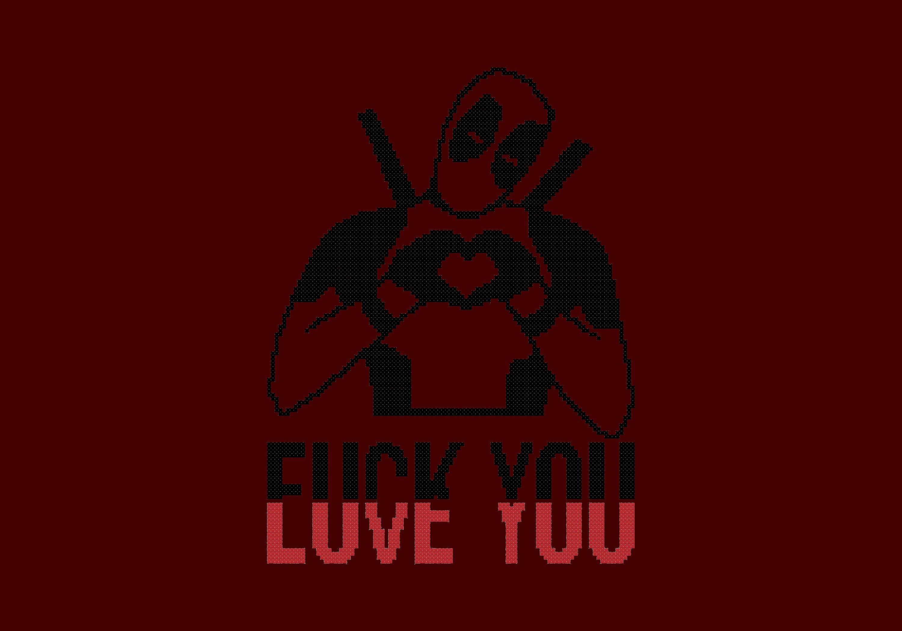 3000x2100 Deadpool Loves You Silhouette PDF Cross Stitch Chart