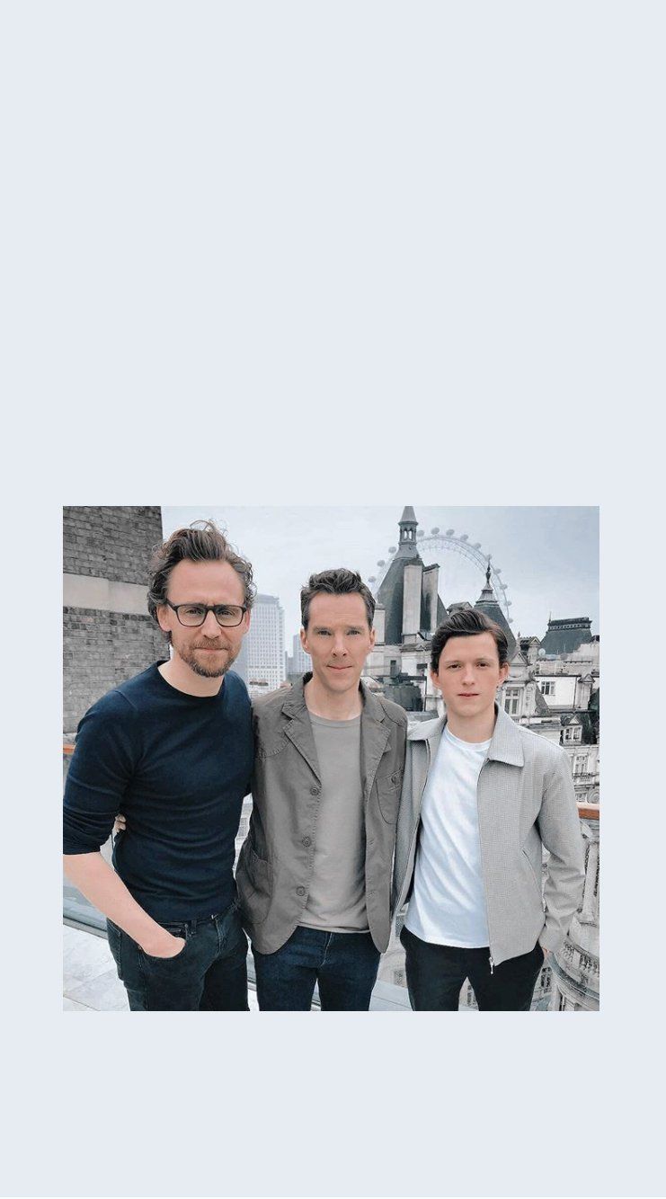 741x1334 Cumberbuddy's a lot of love for this Marvel Golden Trio so here's a wallpaper for yo phone #TomHiddleston #BenedictCumberbatch #TomHolland