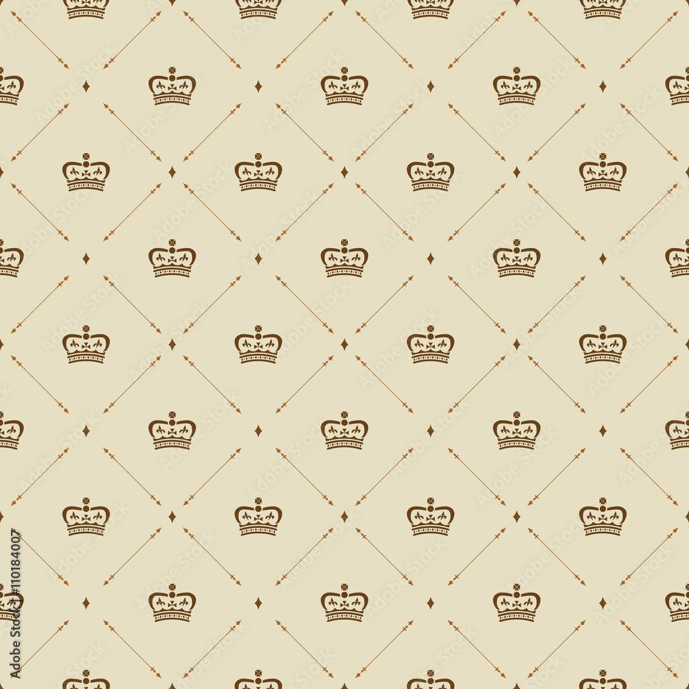 1000x1000 Royal wallpaper seamless pattern with crown and decorative elements. Luxury background Stock Vector