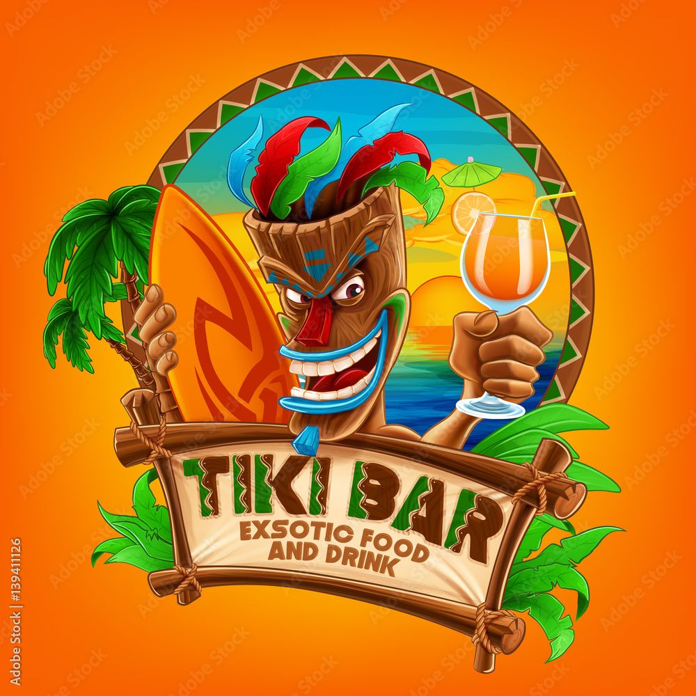 1000x1000 tiki bar Stock Vector