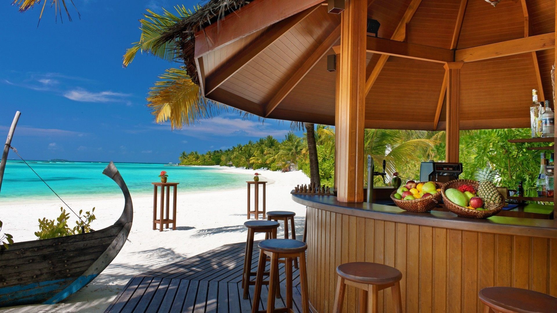 1920x1080 Summer Beach Bar Wallpaper