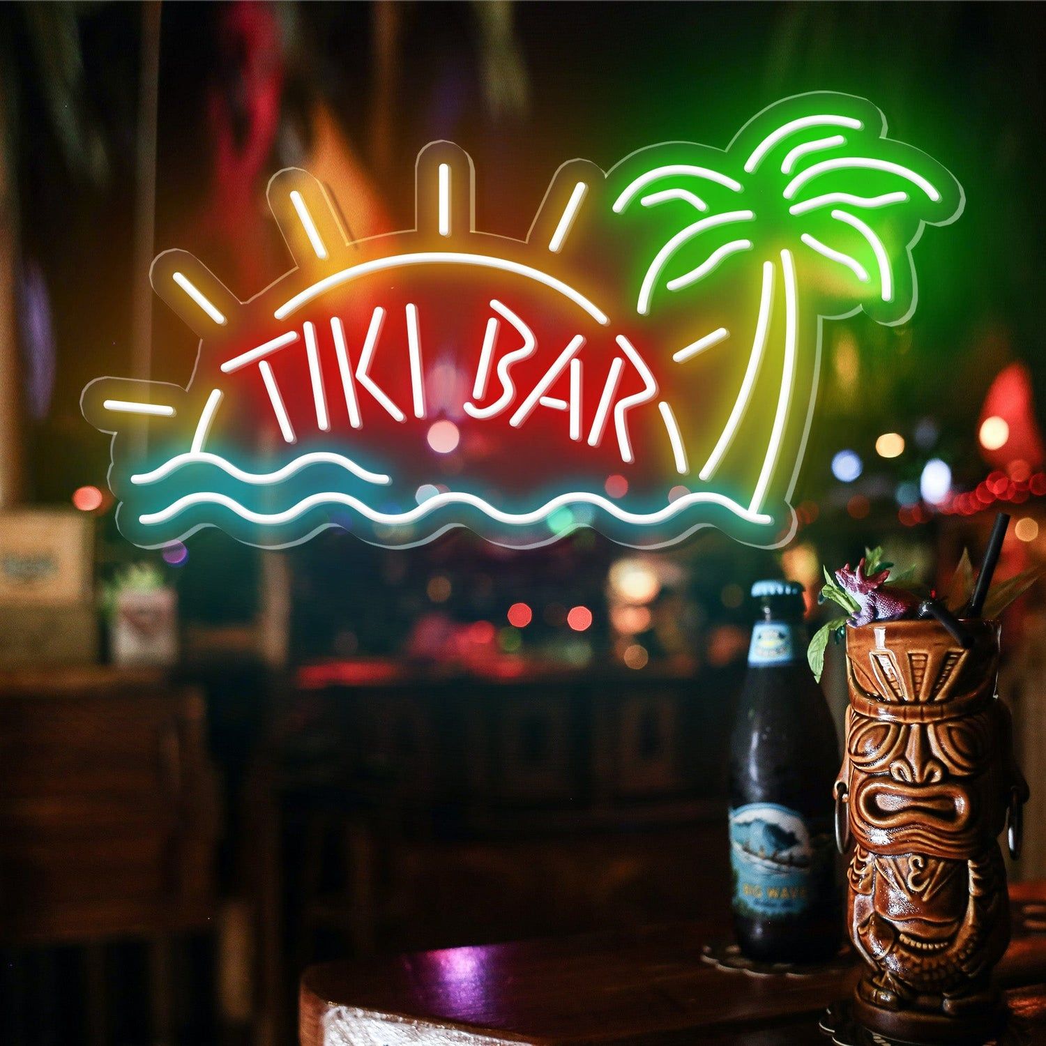 1500x1500 Shop Neon Beer Sign of TIKI BAR Beach Theme