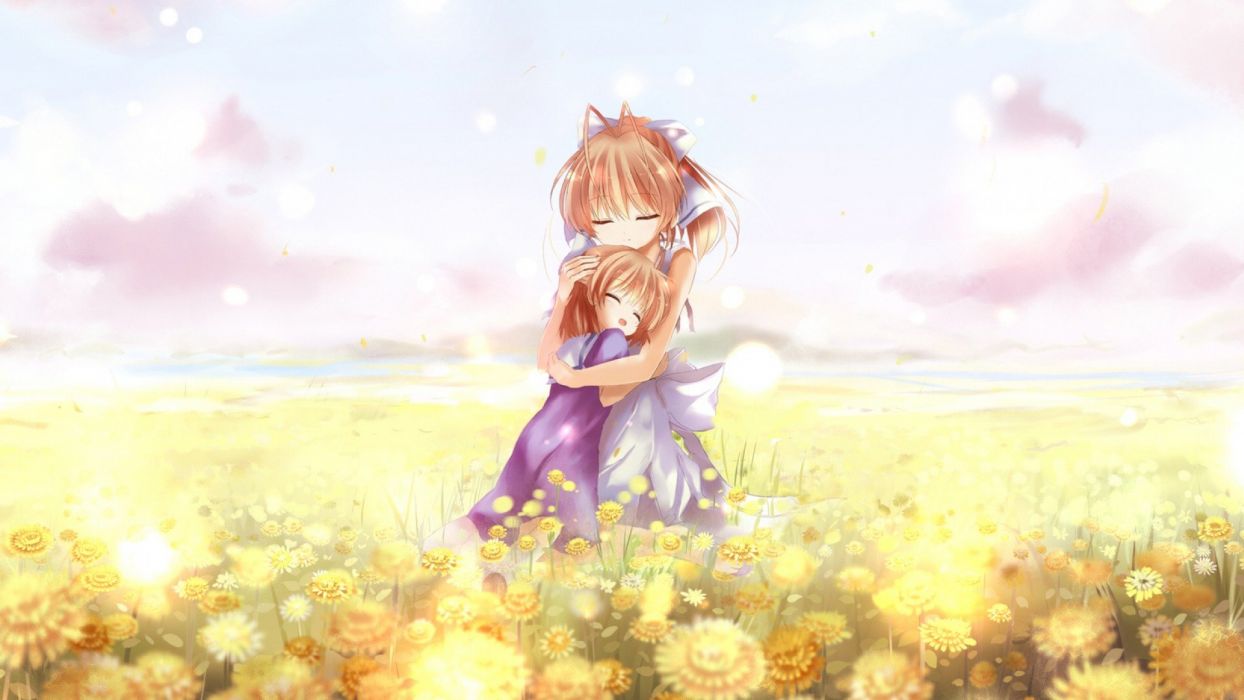 1244x700 Couple cute flower anime mom children wallpaperx1080