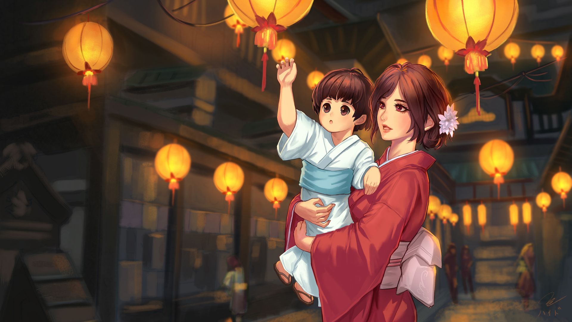 1920x1080 Desktop Wallpaper Child And Mother, Love, Anime, Original, HD Image, Picture, Background, 60859a