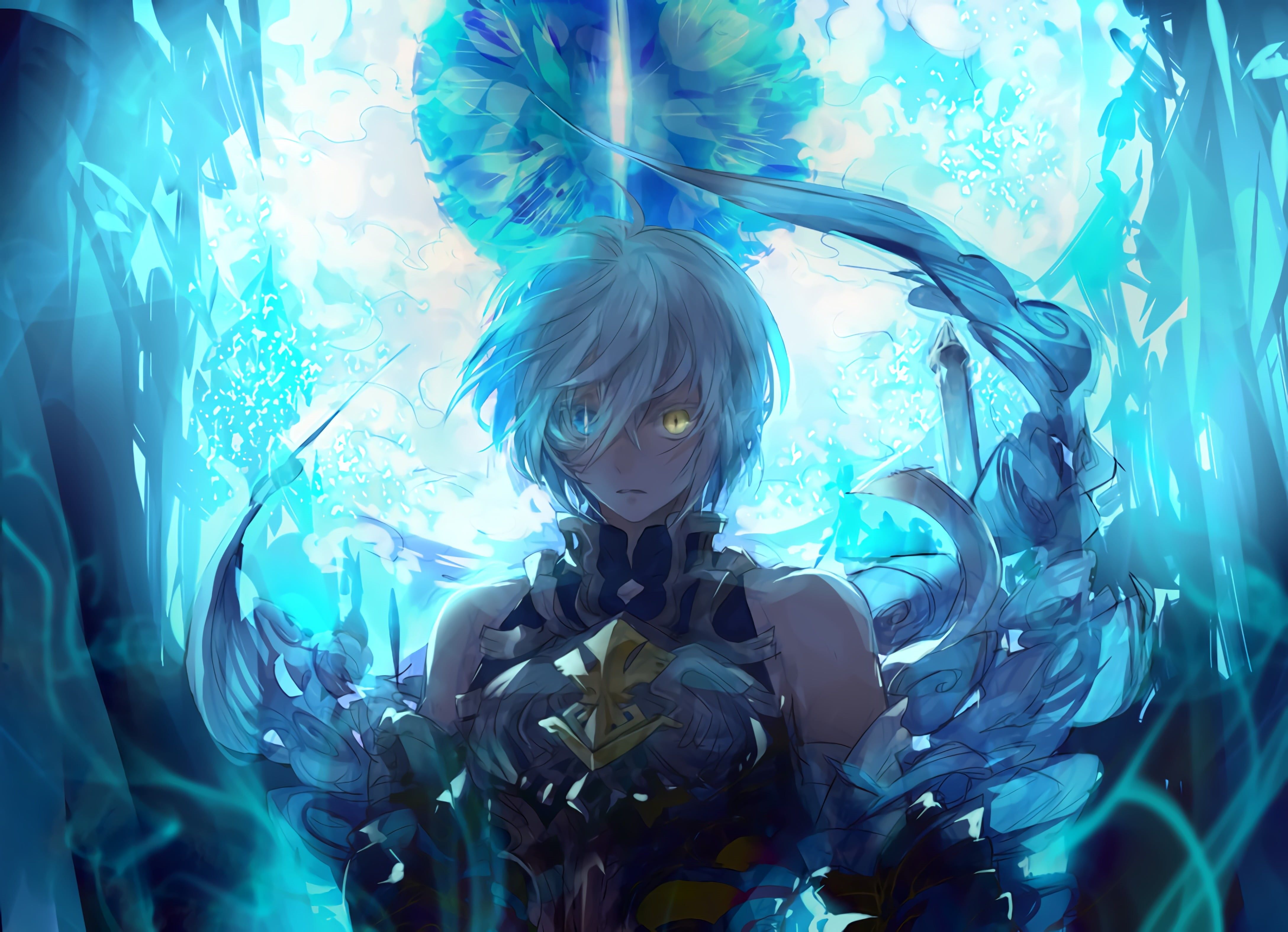 4352x3152 Wallpaper / child, childhood, anime, glass, real people, indoors, wallpaper, illuminated, marine, Grimnir War Cyclone (Shingeki no Bahamut), underwater free download
