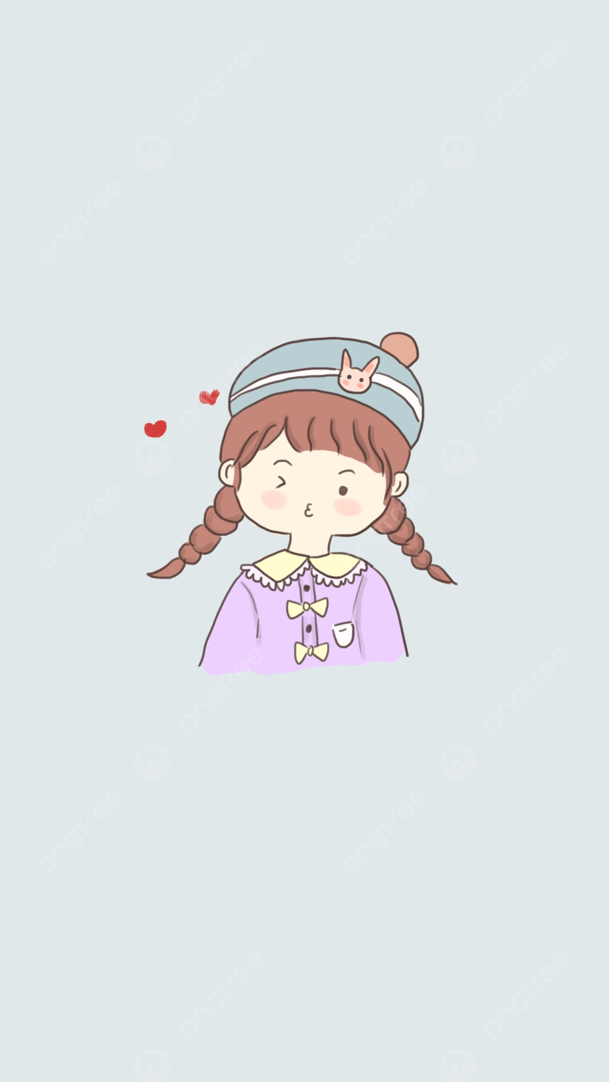 1200x2133 Hand Painted Cute Cartoon Anime Girl With Braids Wallpaper Background Wallpaper Image For Free Download