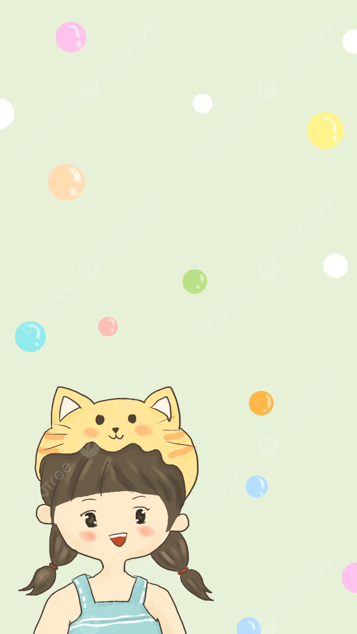 1200x2133 Hand Painted Cute Cartoon Anime Small Fresh Tiger Head Hat Little Girl Wallpaper Background Wallpaper Image For Free Download