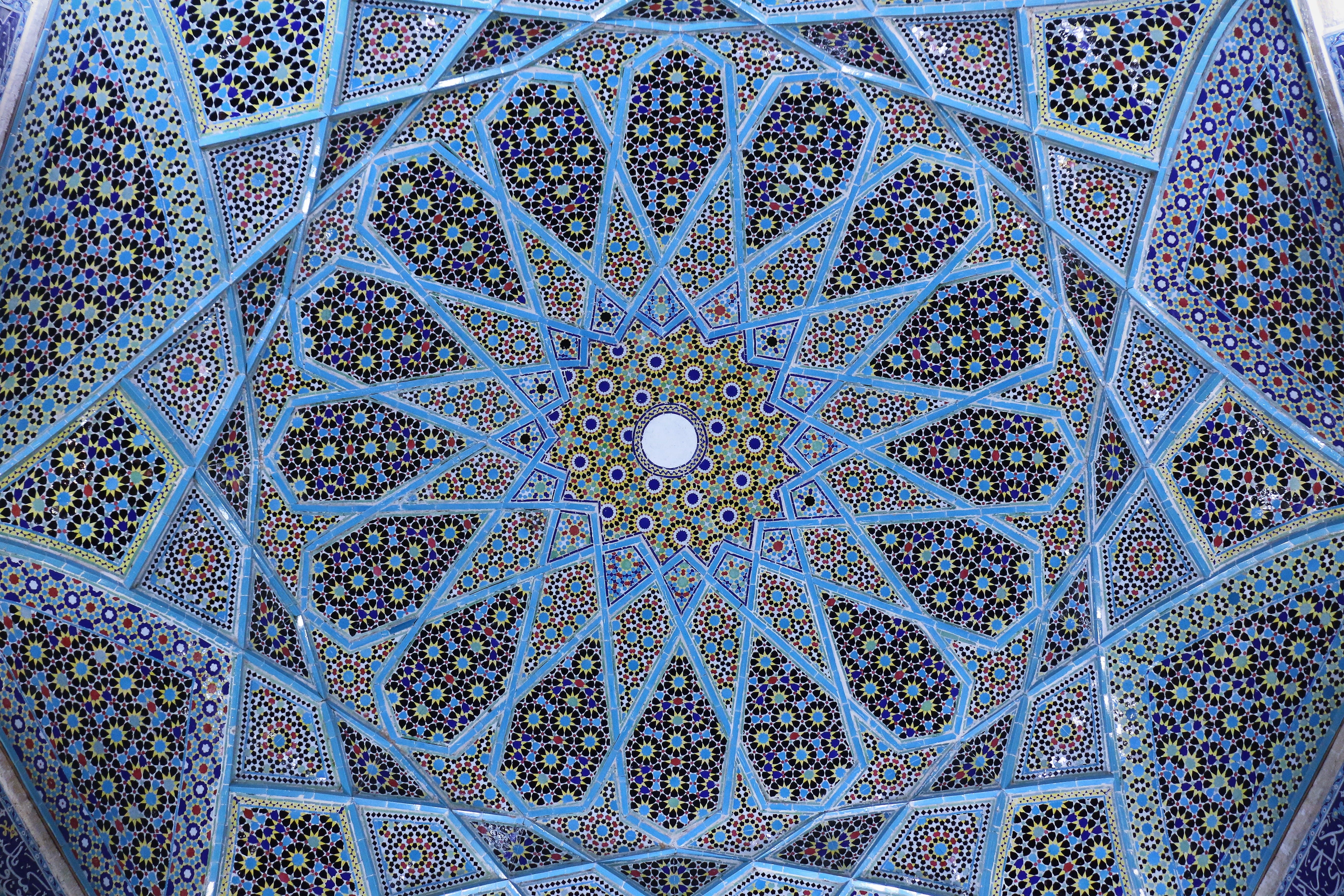 5472x3648 Wallpaper / hafez, pattern, no people, belief, low angle view, spirituality, architecture, religion, built structure, shiraz, building, qashani, shape, design, ceiling free download