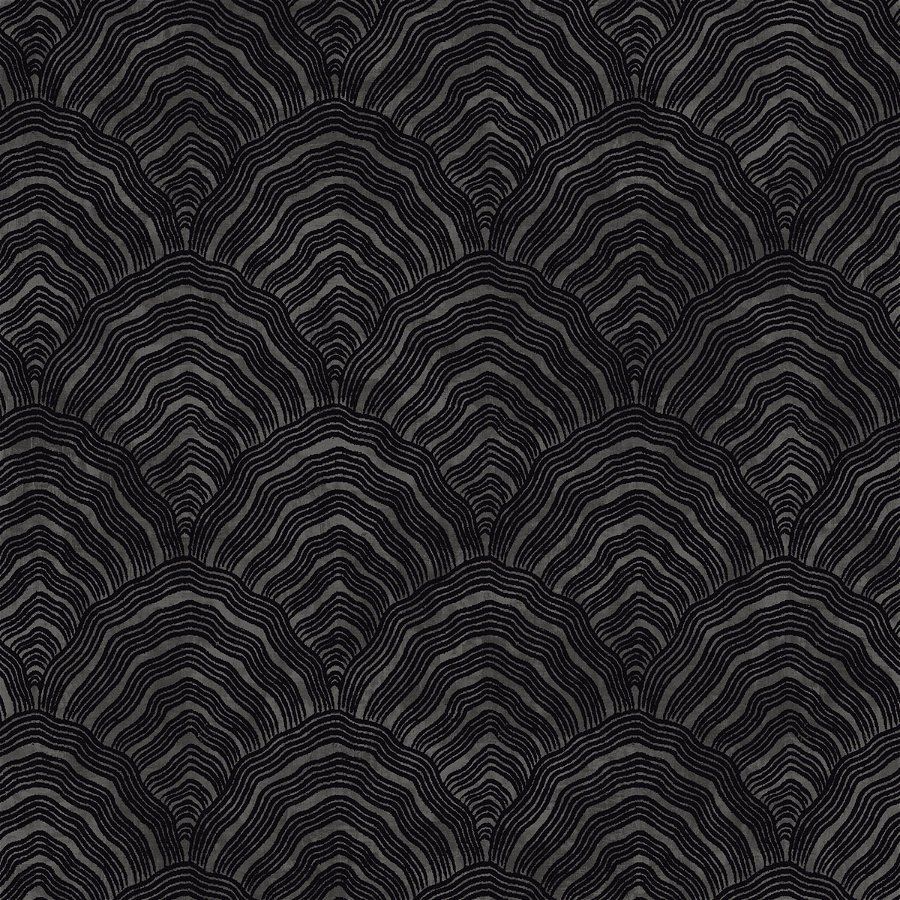 900x900 Seabrook Designs Confucius Scallop Ebony & Metallic Mocha Wallpaper