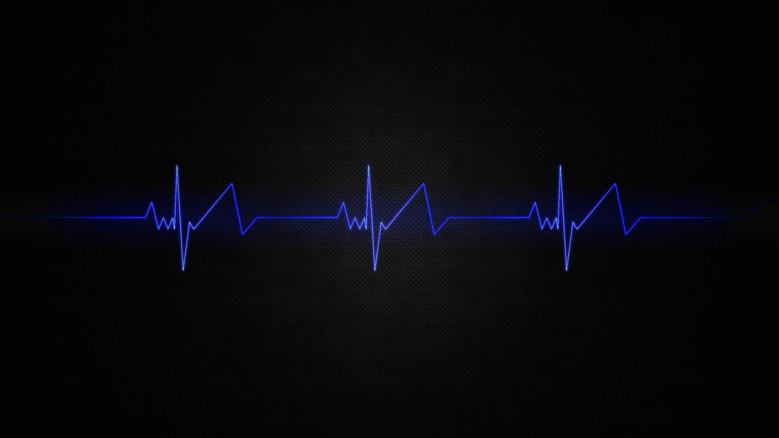 2560x1440 Light blue minimalistic dark patterns textures heart beat simple wallpaperx1440