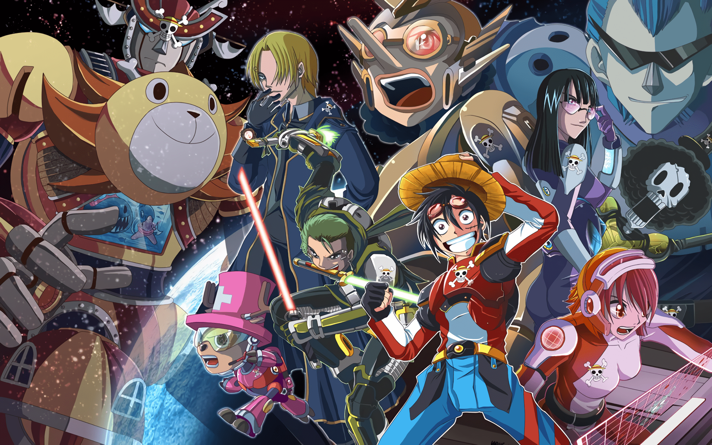 2304x1440 One Piece poster (Albator style)
