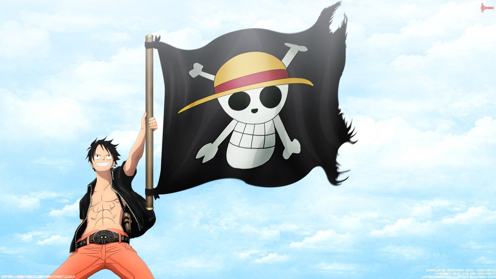 1920x1080 Wallpaper / One Piece, Pirate Flag, 1080P, Straw Hat Pirates, Monkey D. Luffy, Jolly Roger free download