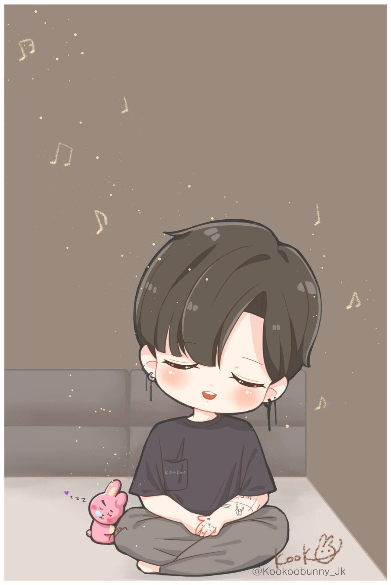 1286x1920 Download Bts Jung Kook Cute Singing Fanart Wallpaper