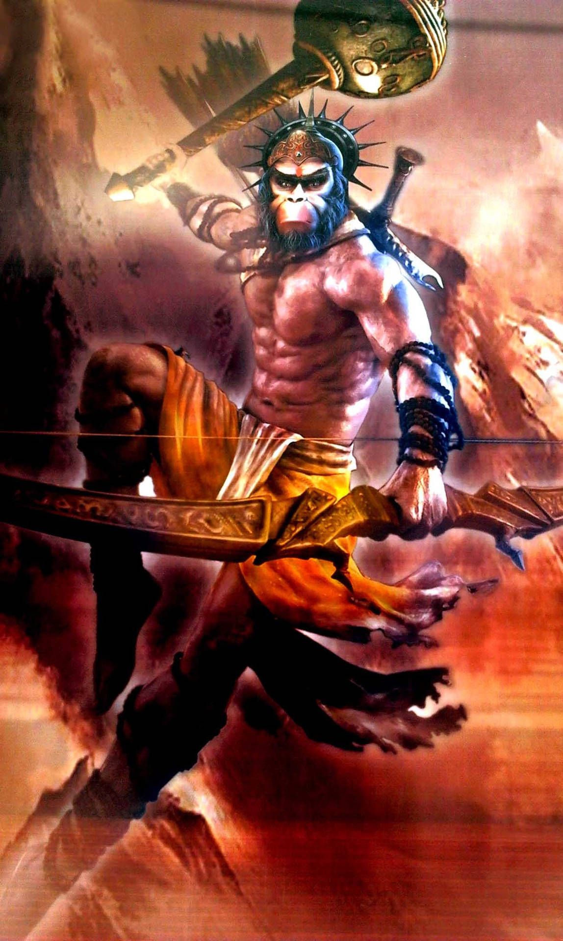1148x1920 Download Fierce Hindu God Hanuman Phone Wallpaper