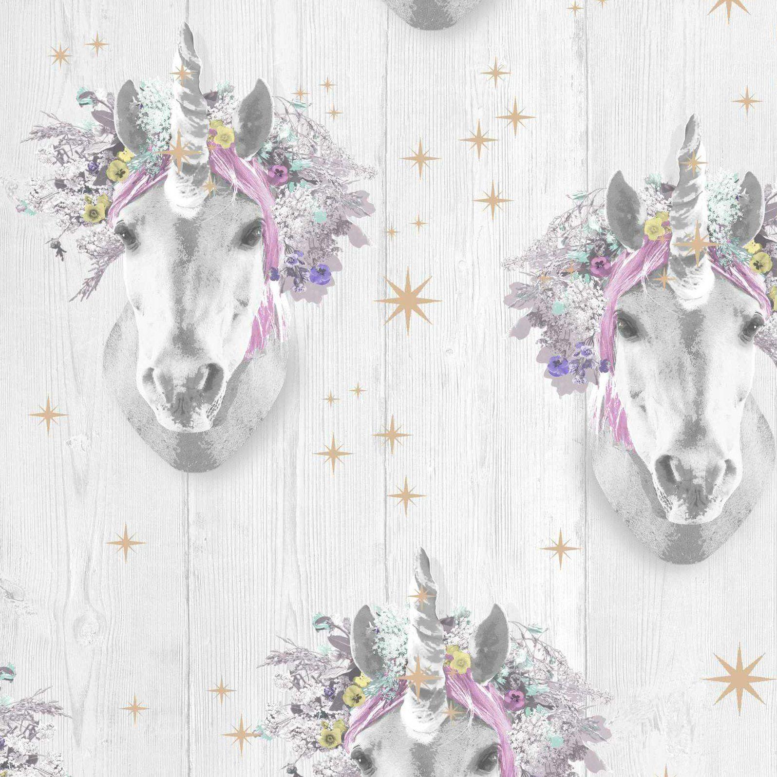 1595x1595 Graham & Brown Fresco Unicorn Wallpaper