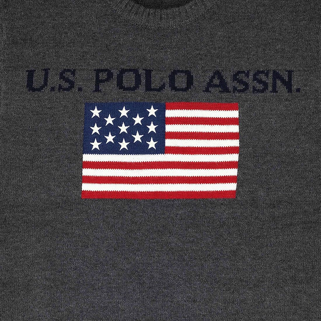 1100x1100 U.S. Polo Men's Flag Crew Neck Sweater Pullover (Iron Heather, Medium) at Amazon Men's Clothing store