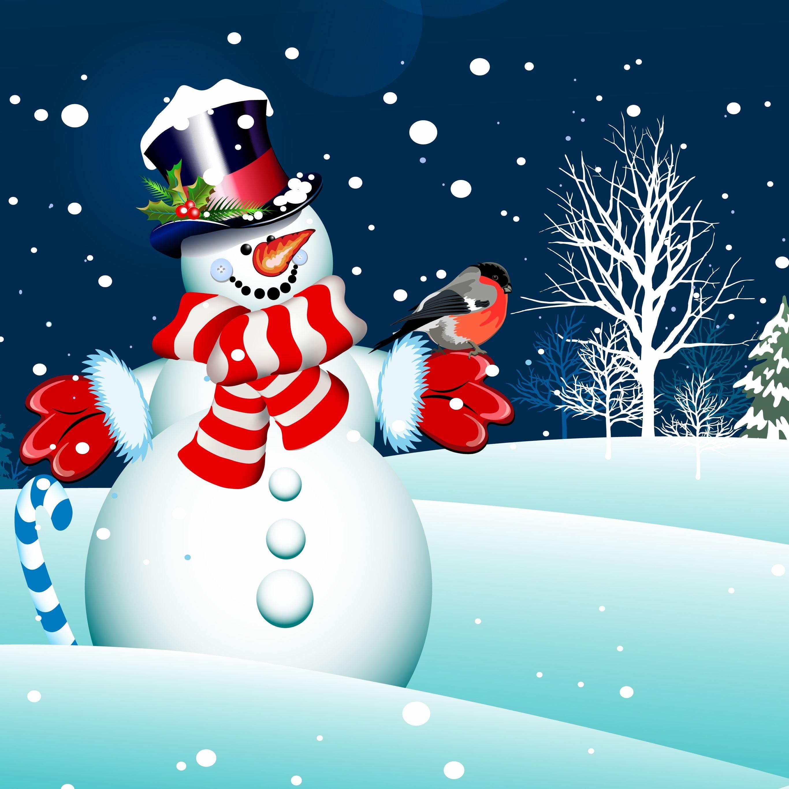 2732x2732 Wallpaper Weekends: Happy Snowman for Mac, iOS Devices, and Apple