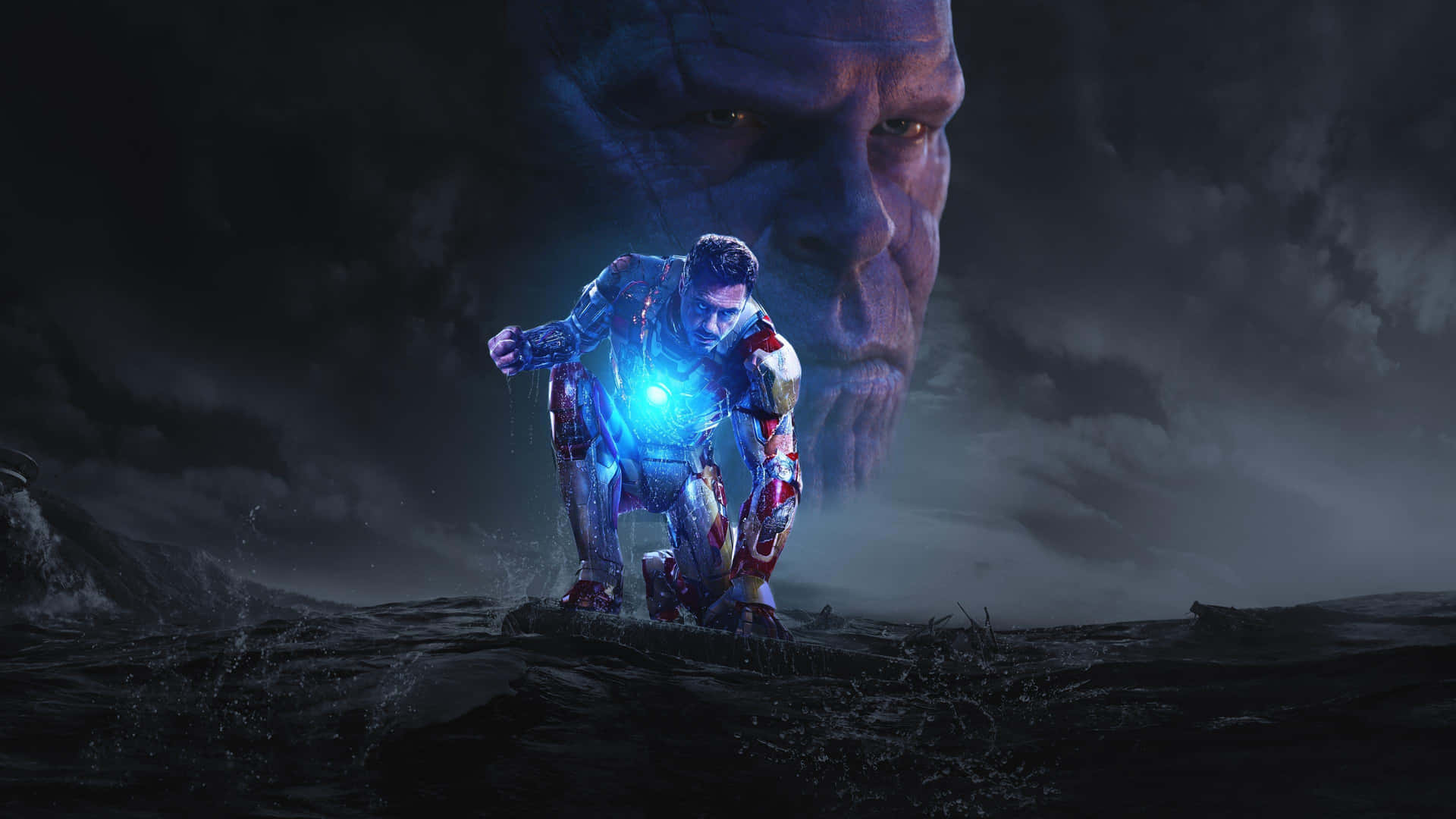 1920x1080 Download Iron Man and Thanos face off in an epic battle Wallpaper