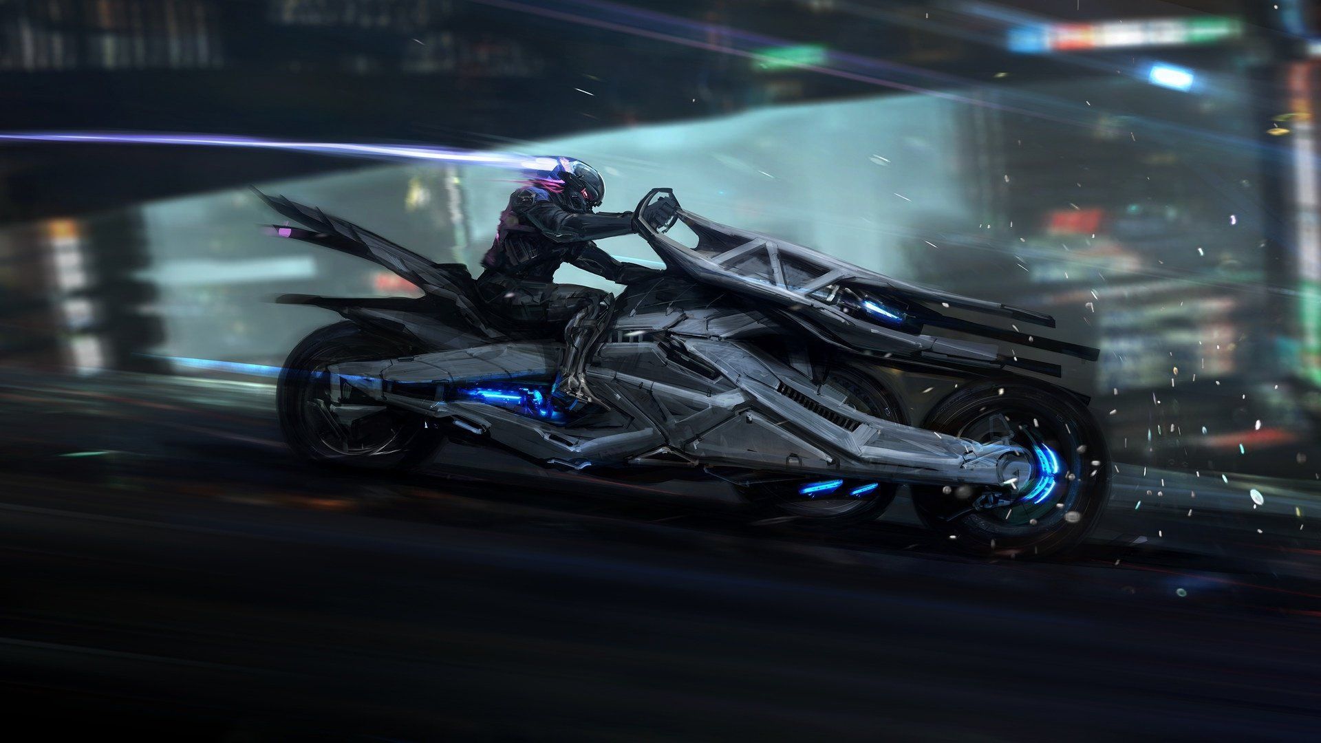1920x1080 Sci Fi Cyberpunk HD Wallpaper by Mustafa Lamrani. Cyberpunk, Futuristic motorcycle, Futuristic