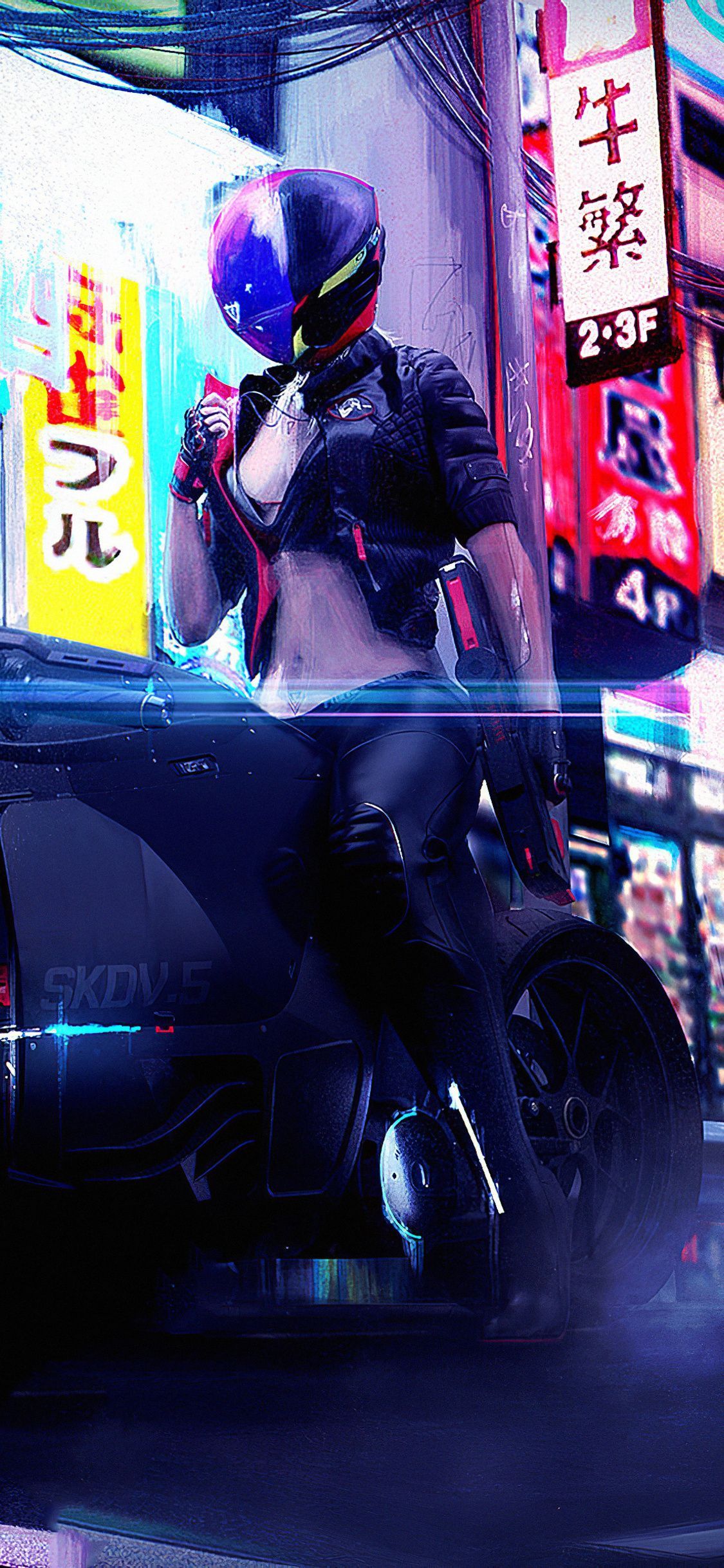 1125x2436 Cyberpunk Motorcycle iPhone X Wallpaper