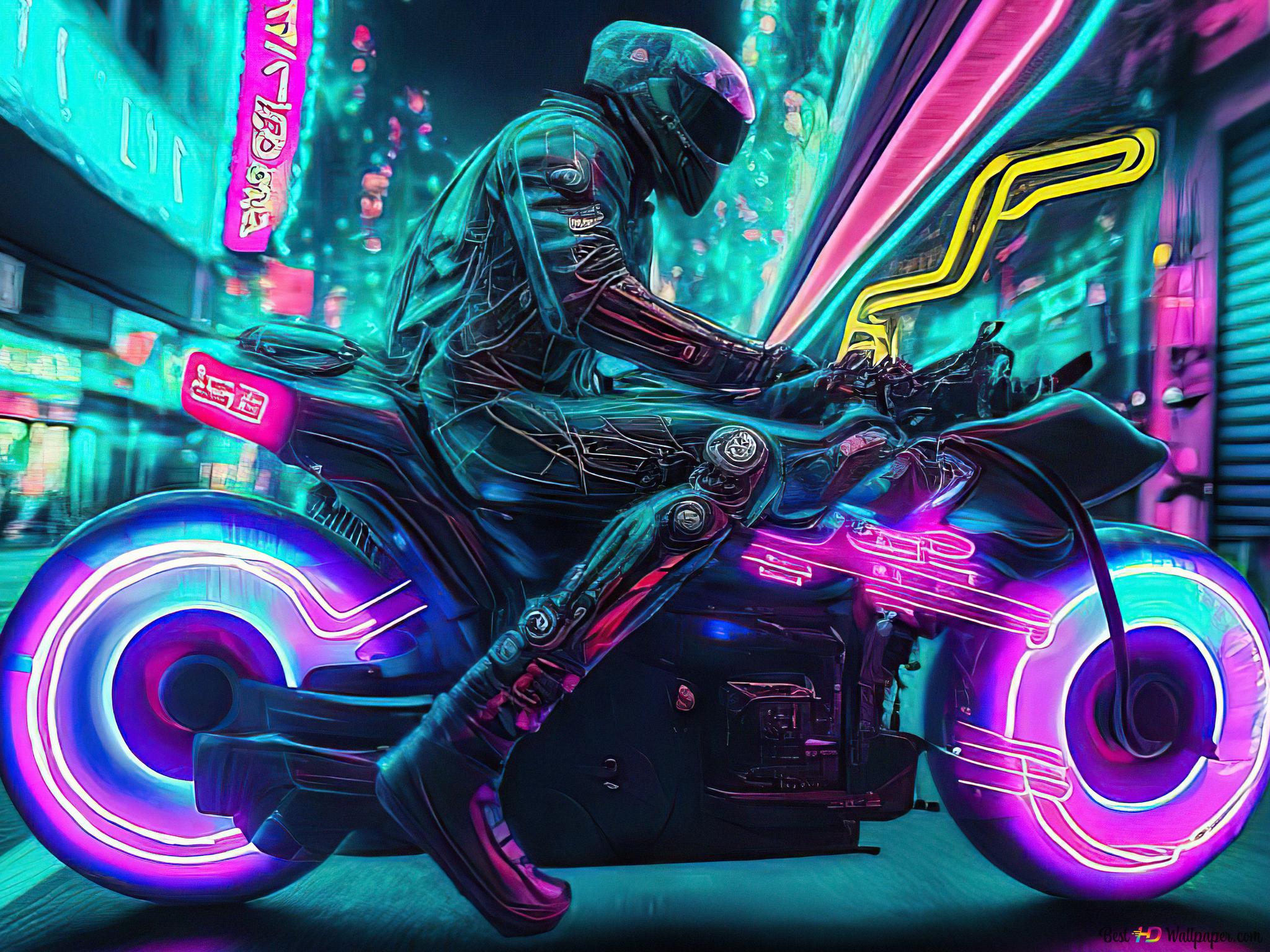 2048x1536 Cyber moter bike 4K wallpaper download