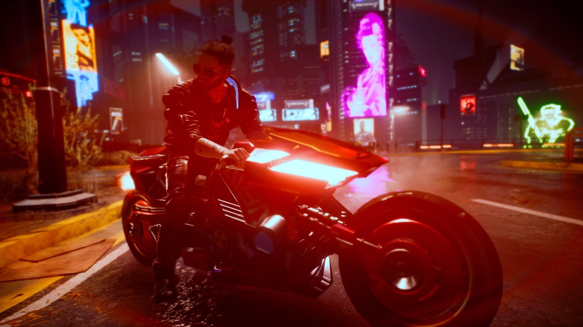 1920x1080 Cyberpunk Cyberpunk 2077 Cyberpunk Samurai V Cyberpunk V Neon City Lights Motorcycle Wallpaper:1920x1080