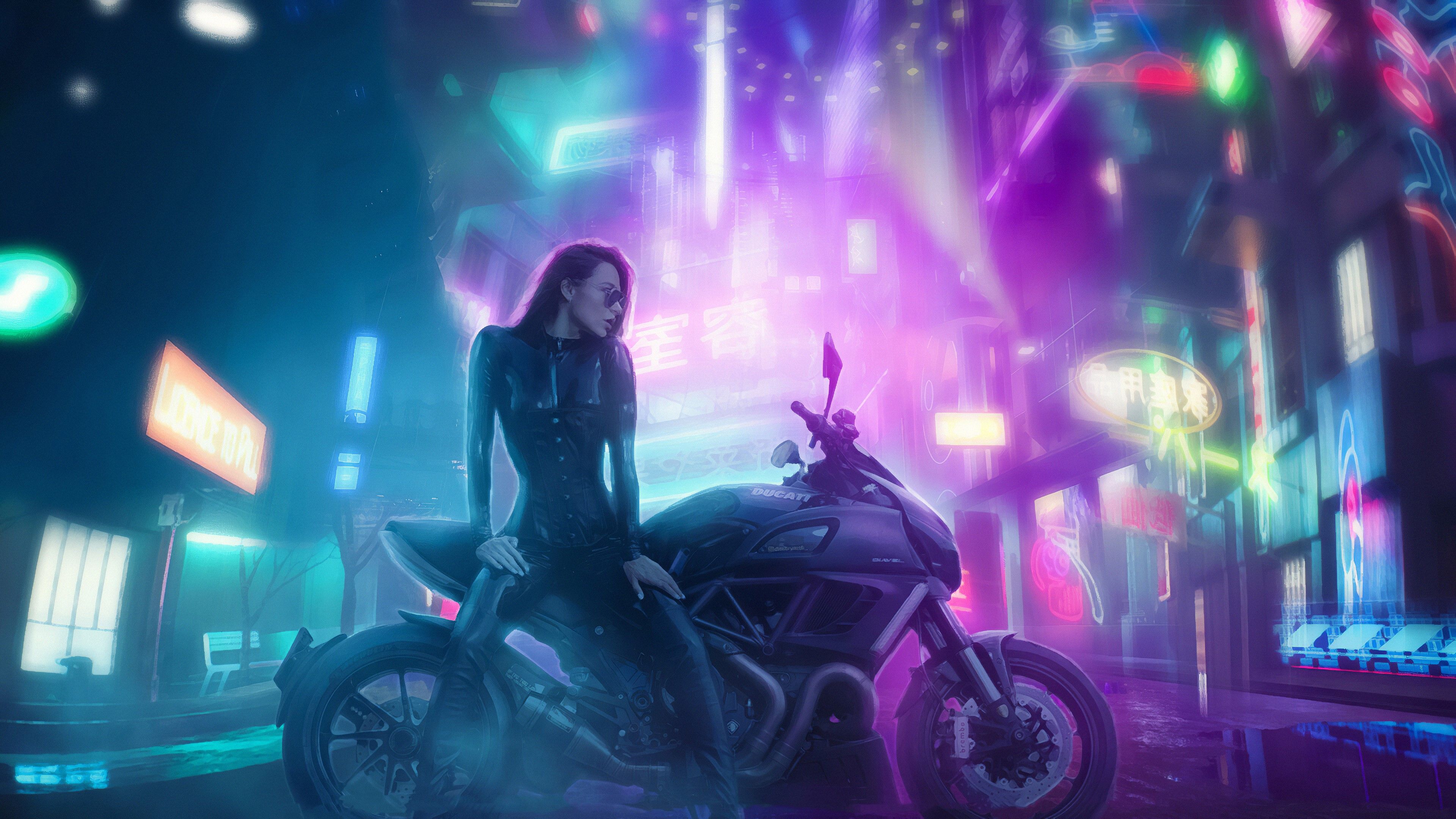 3840x2160 Wallpaper / biker, cyberpunk, artist, hd, 4k, ducati, artstation free download