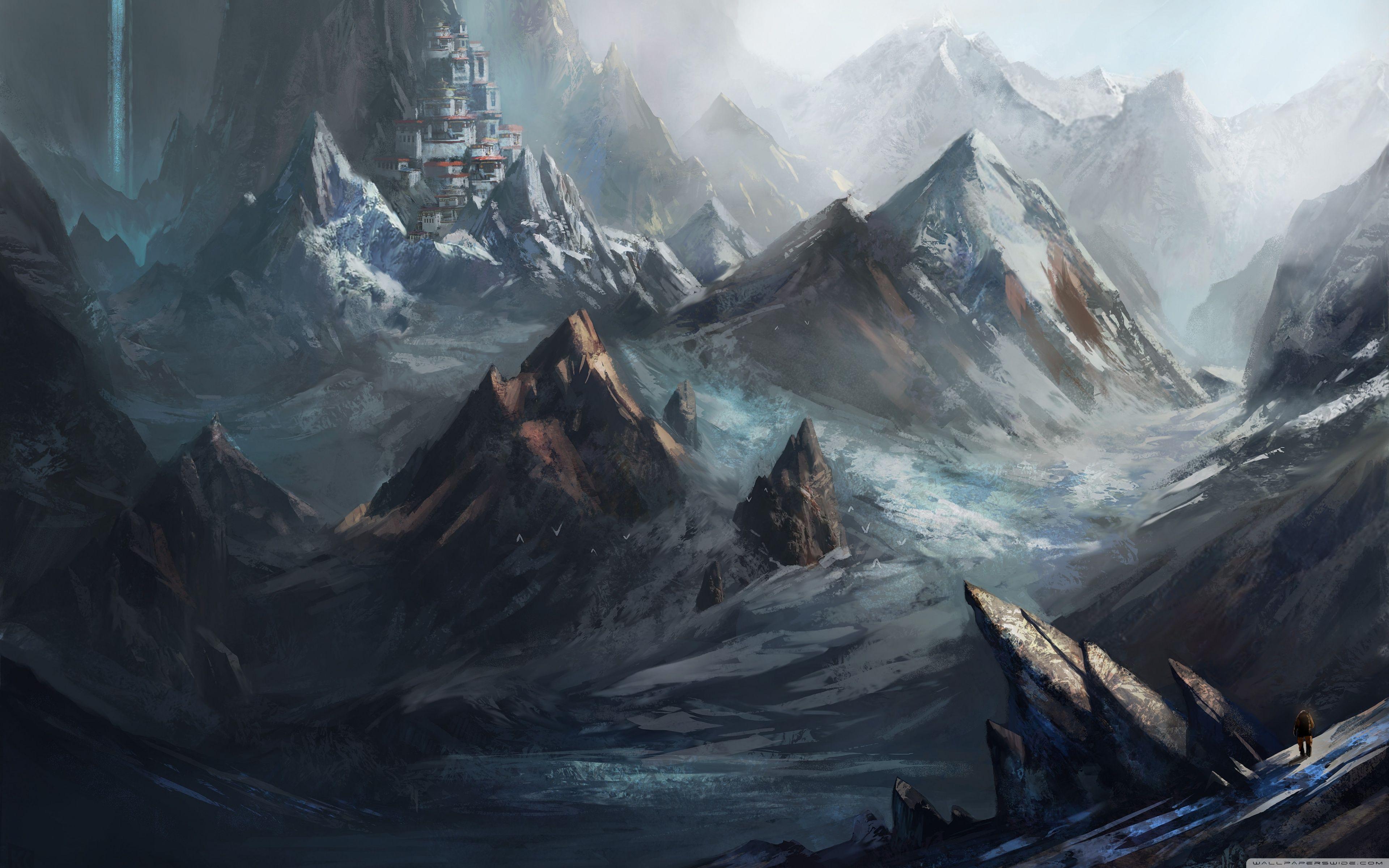3840x2400 Mountain City Painting Ultra HD Desktop Background Wallpaper for 4K UHD TV : Multi Display, Dual Monitor : Tablet