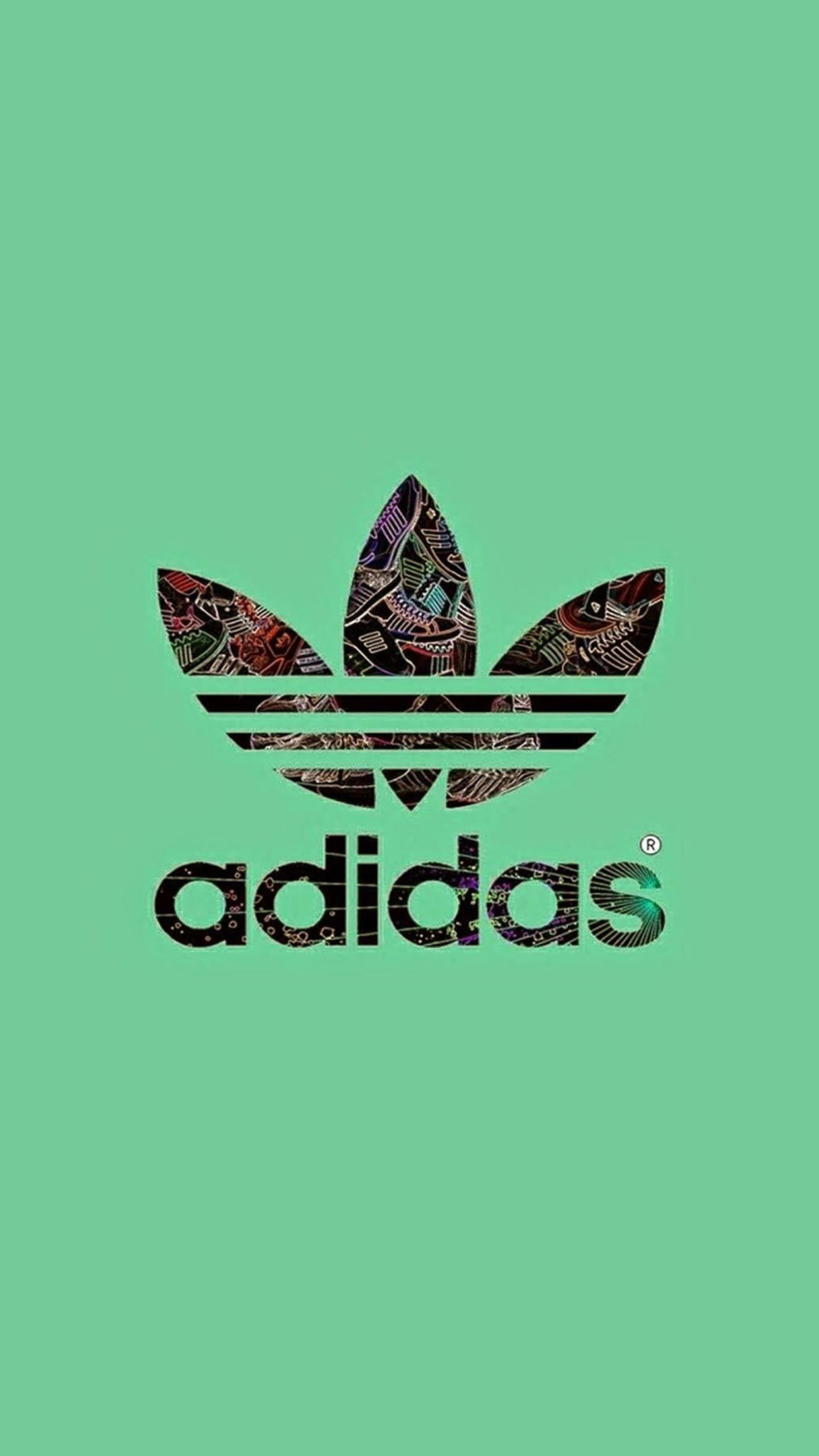 1242x2208 Adidas logo green background Wallpaper for iPhone Pro Max, X, 6