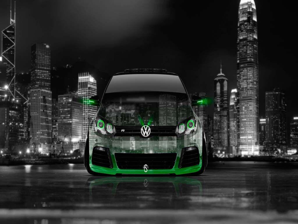 1024x768 Volkswagen Golf R Front Crystal City Car 2014 Green Neon HD