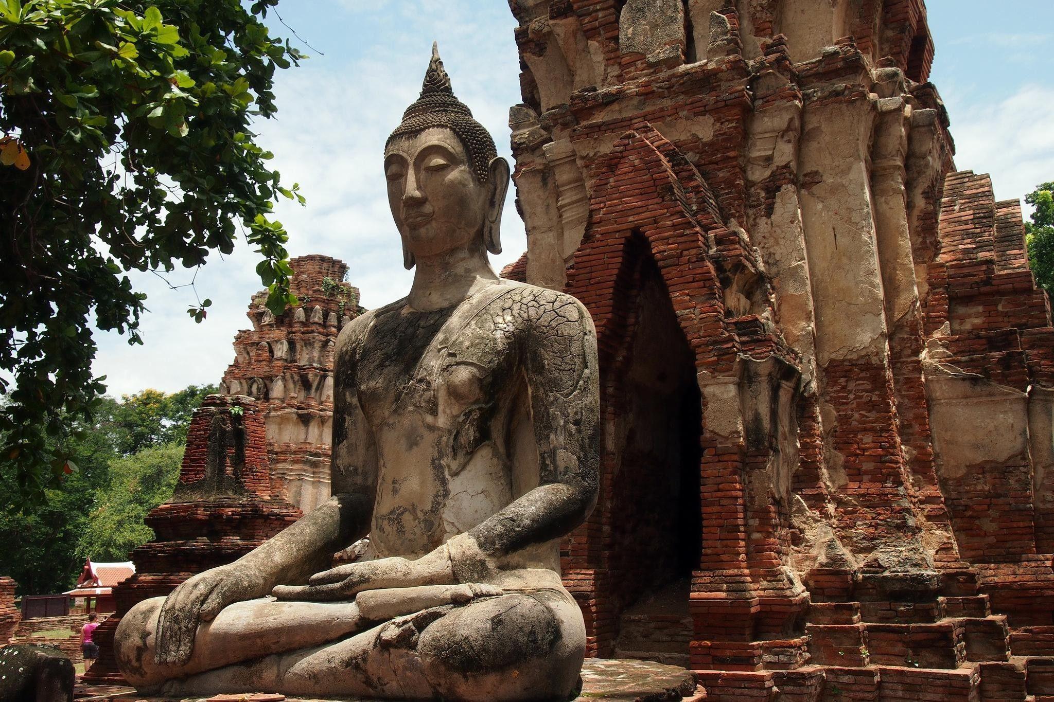 2048x1365 Landscapes trees ruins buddha buddhism thailand statues temple