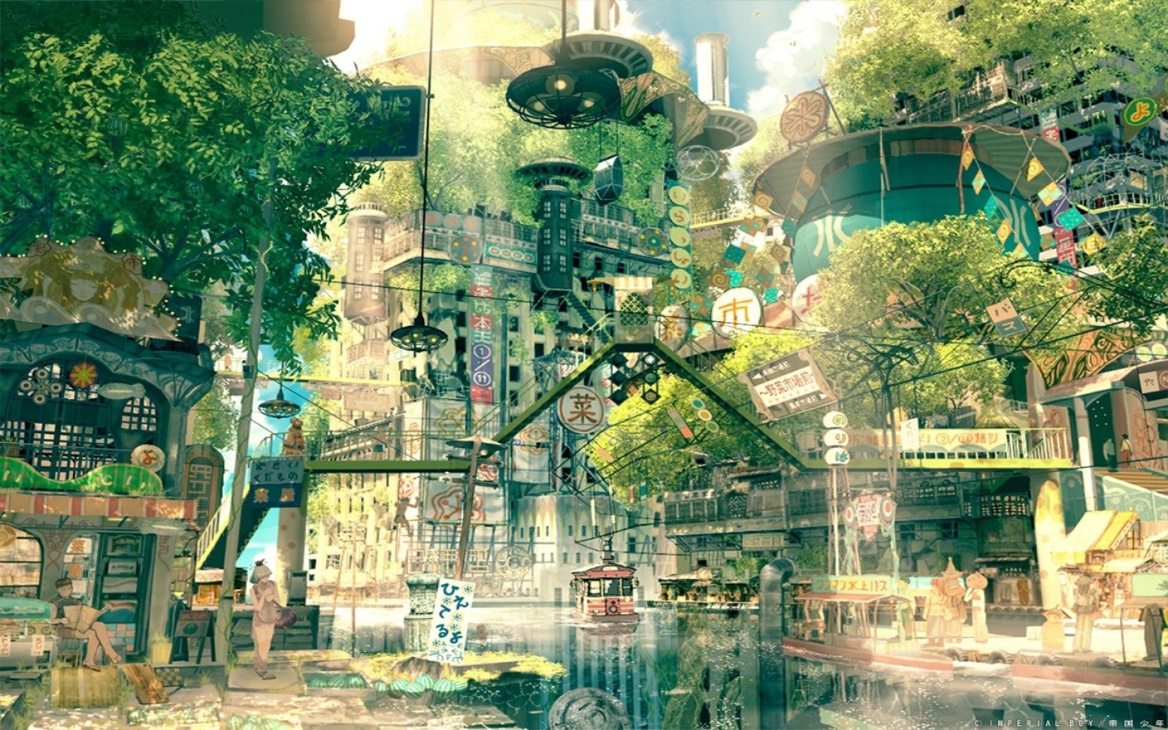 1680x1050 nature, cityscape, fictional, Imperial Boy, city, drawing, Japan, anime Gallery HD Wallpaper