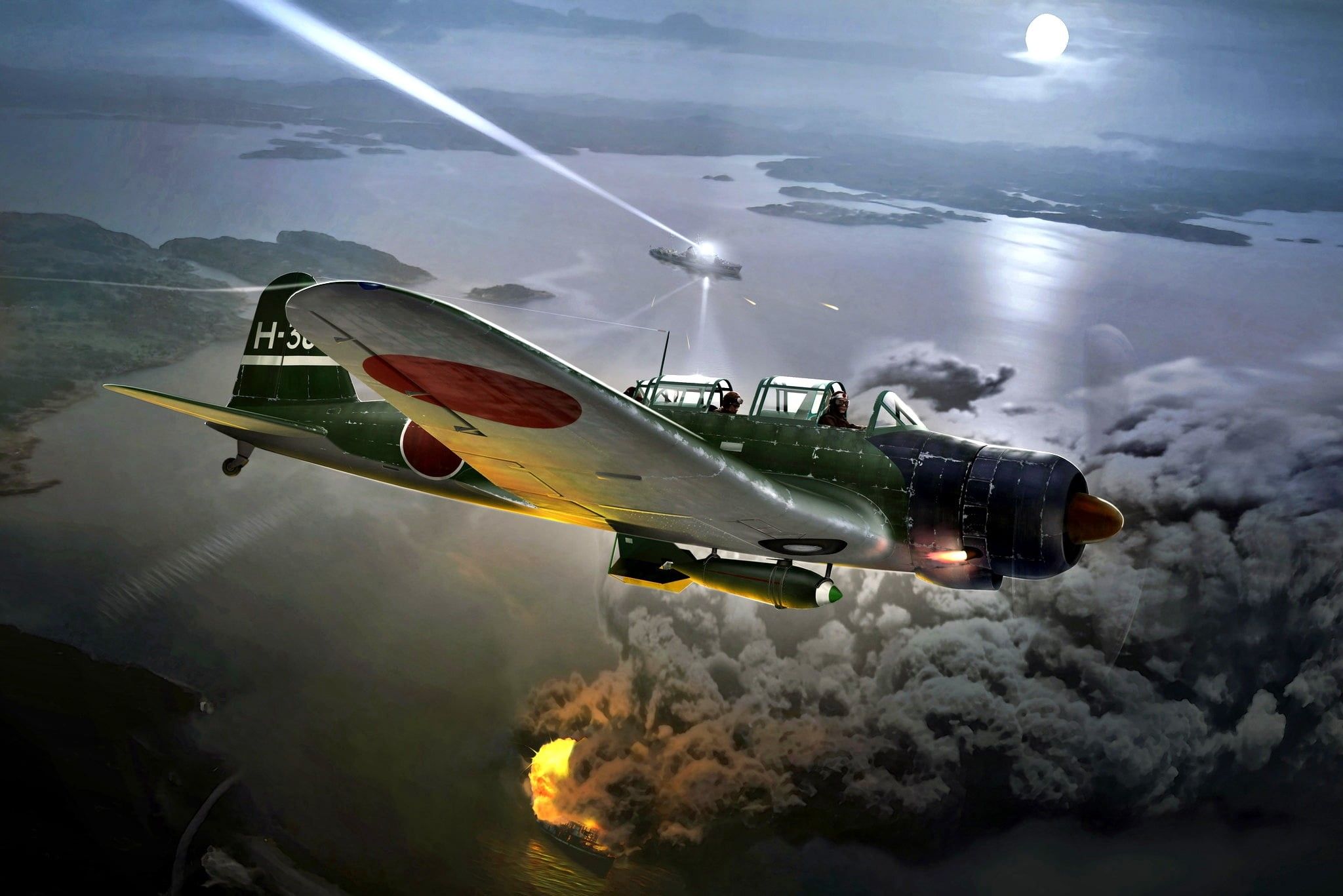 2048x1367 Wallpaper / Nakajima, JNAF, The Navy of Imperial Japan, Japan, painting, 1080P, Kate, WW B5N2 free download
