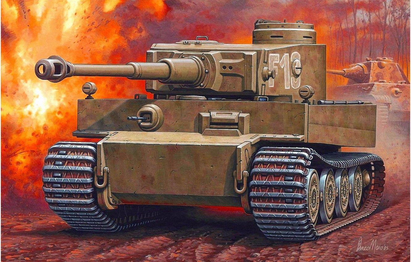 1332x850 Wallpaper war, art, ww german tank, panzerkampfwagen, tank, tiger
