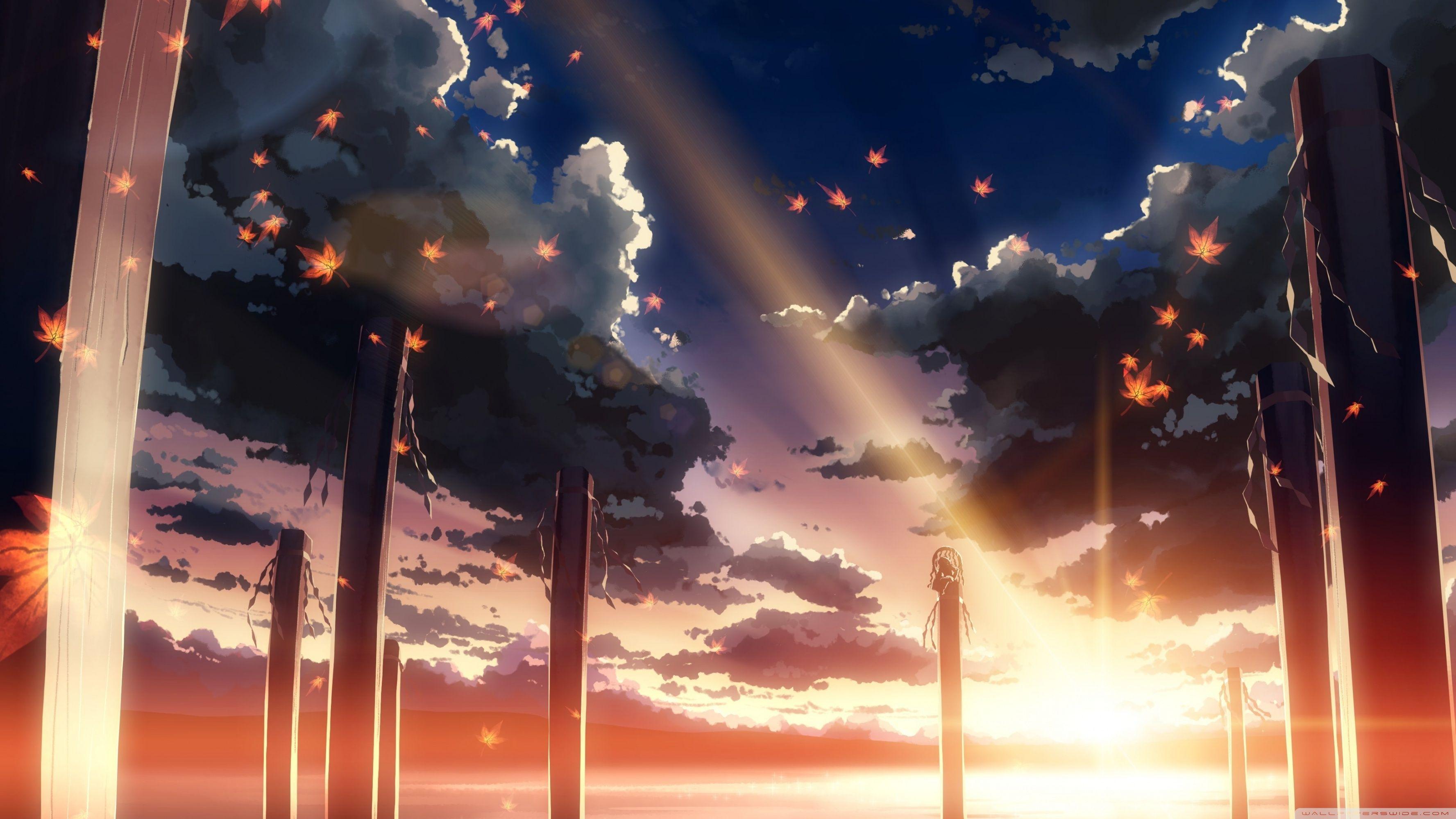 Anime girl, horizon, landscape, clouds, sunset, Anime, HD wallpaper | Peakpx
