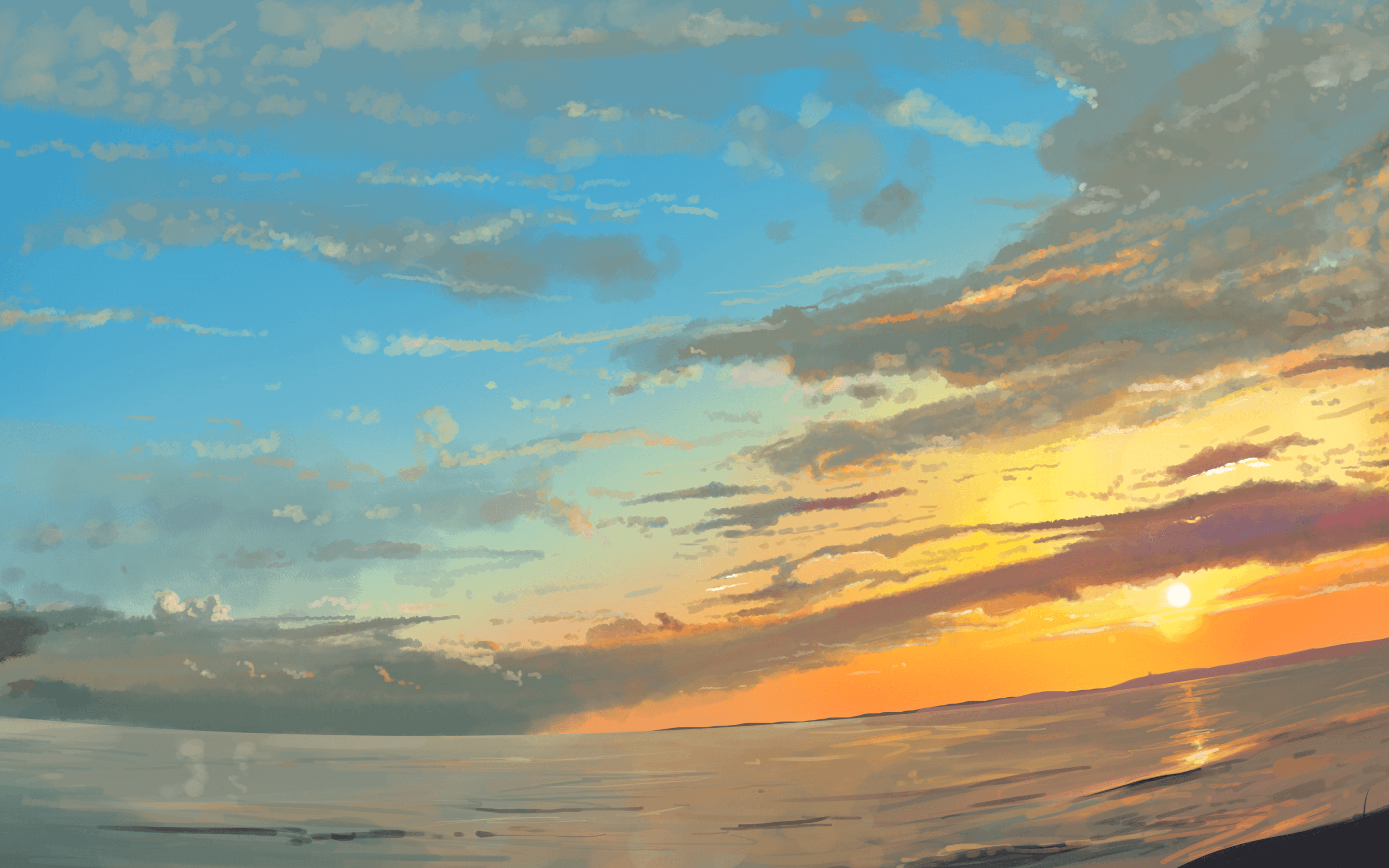 2880x1800 Download 2880x1800 Anime Scenic, Landscape, Sky, Sunset, Horizon
