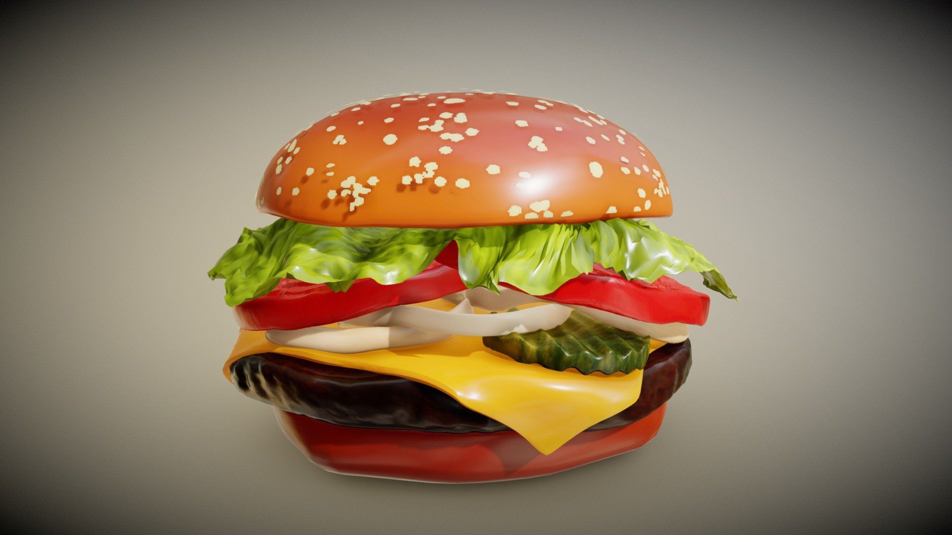 1920x1080 Burger in the style of a Burger King Whopper Royalty Free 3D model by Brad3D [607ce71]