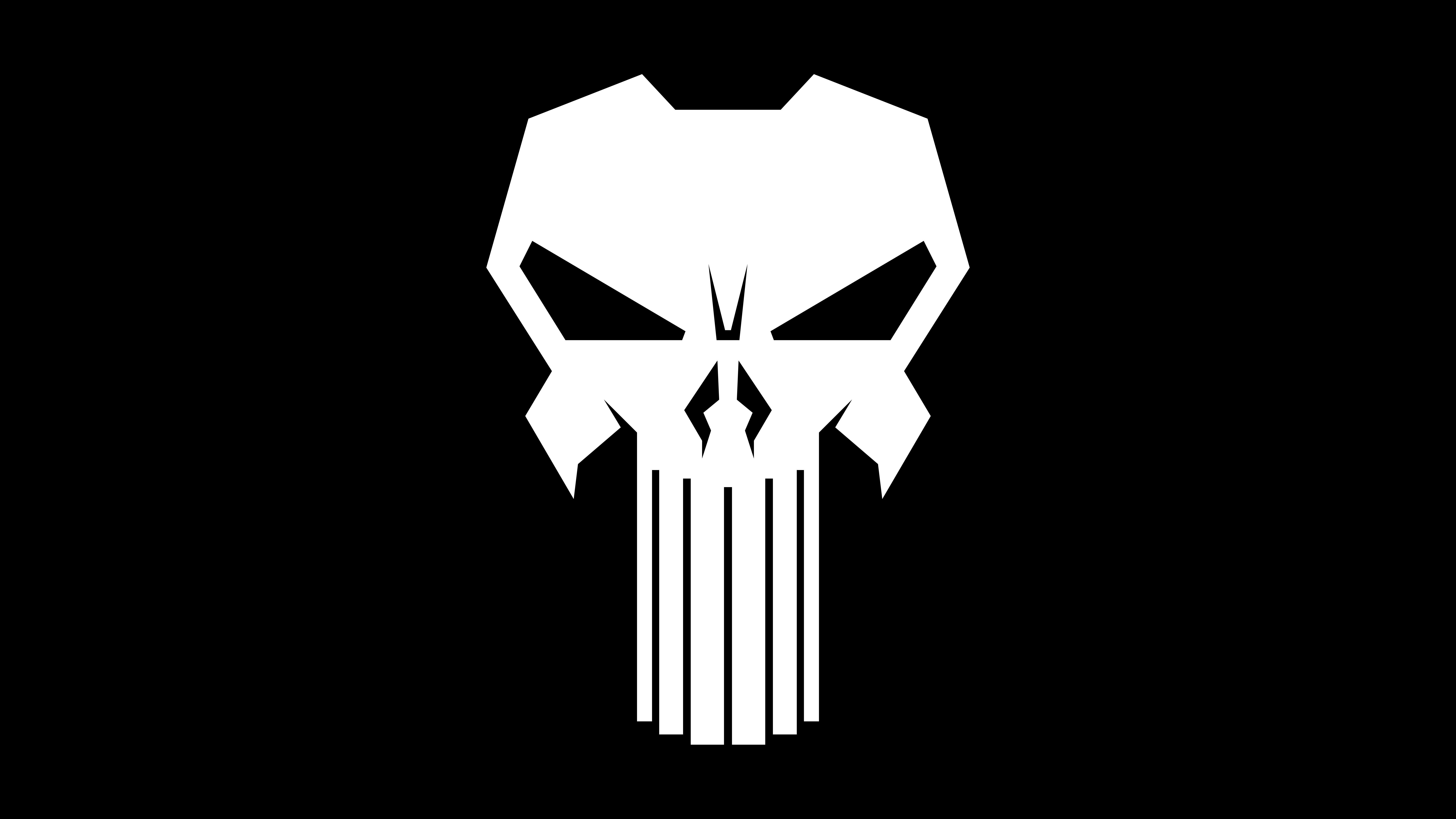 7680x4320 The Punisher logo Wallpaper 4K, Black background, AMOLED, 5K, 8K