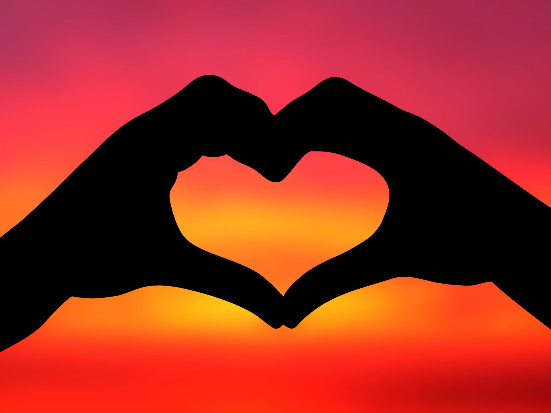 1920x1440 Heart Two Hands Red Sky Image Love HD Wallpaper :